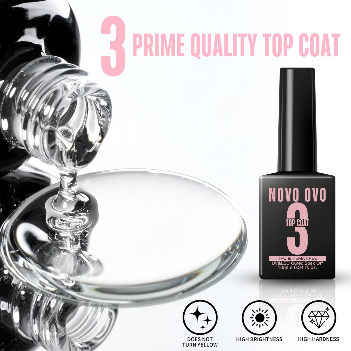 NOVO OVO UV Nail Glue and Builder Gel 2 in 1, No Wipe Top Coat Kit for Predesigned French Tip Nail Tips, HEMA TPO FREE, Super Strong Adhesive for Press on Acrylic Nails, Long Lasting, Easy to Use