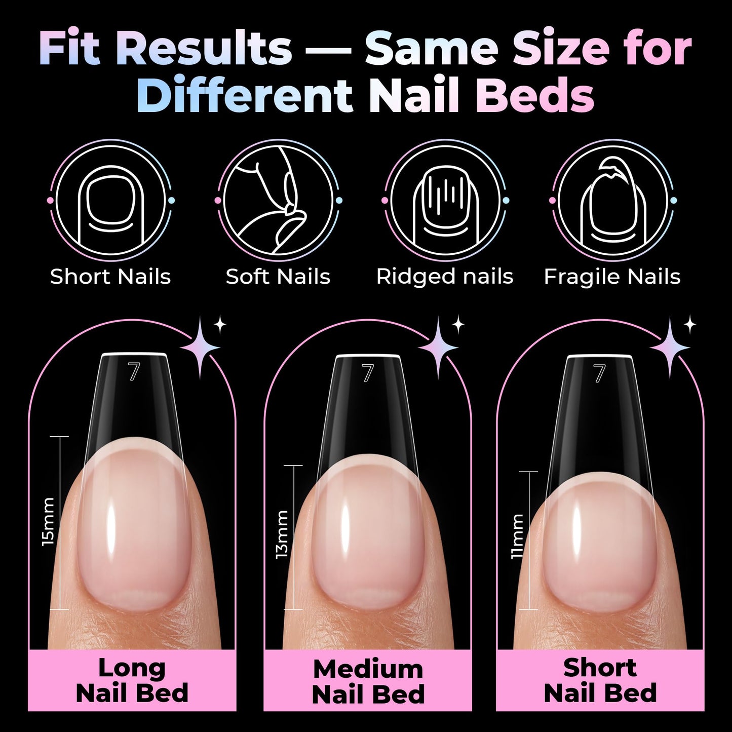UNA GELLA Coffin Gel Nail Tips Medium 15 Sizes 300PCS Pre-Etched Clear Fake Nail Tips Easy DIY Salon Medium Coffin Press On Nails Snug Fit Full False Acrylic Tips Extensions Long-Lasting Hold