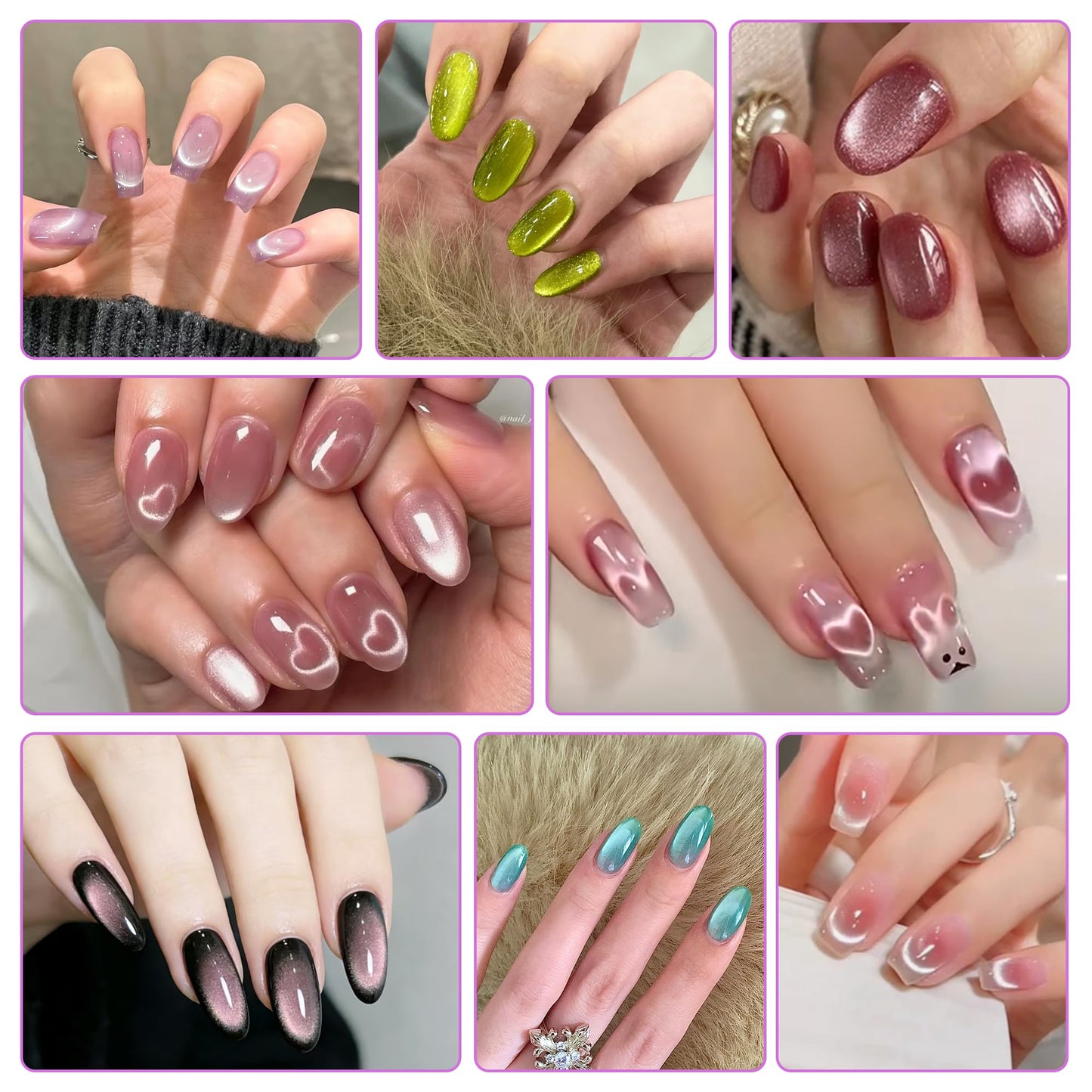Cat Eye Magnet for Nails,8 PCS Cateye Magnets, Cat Eye Gel Nail Polish Magnet Tools (8 PCS)
