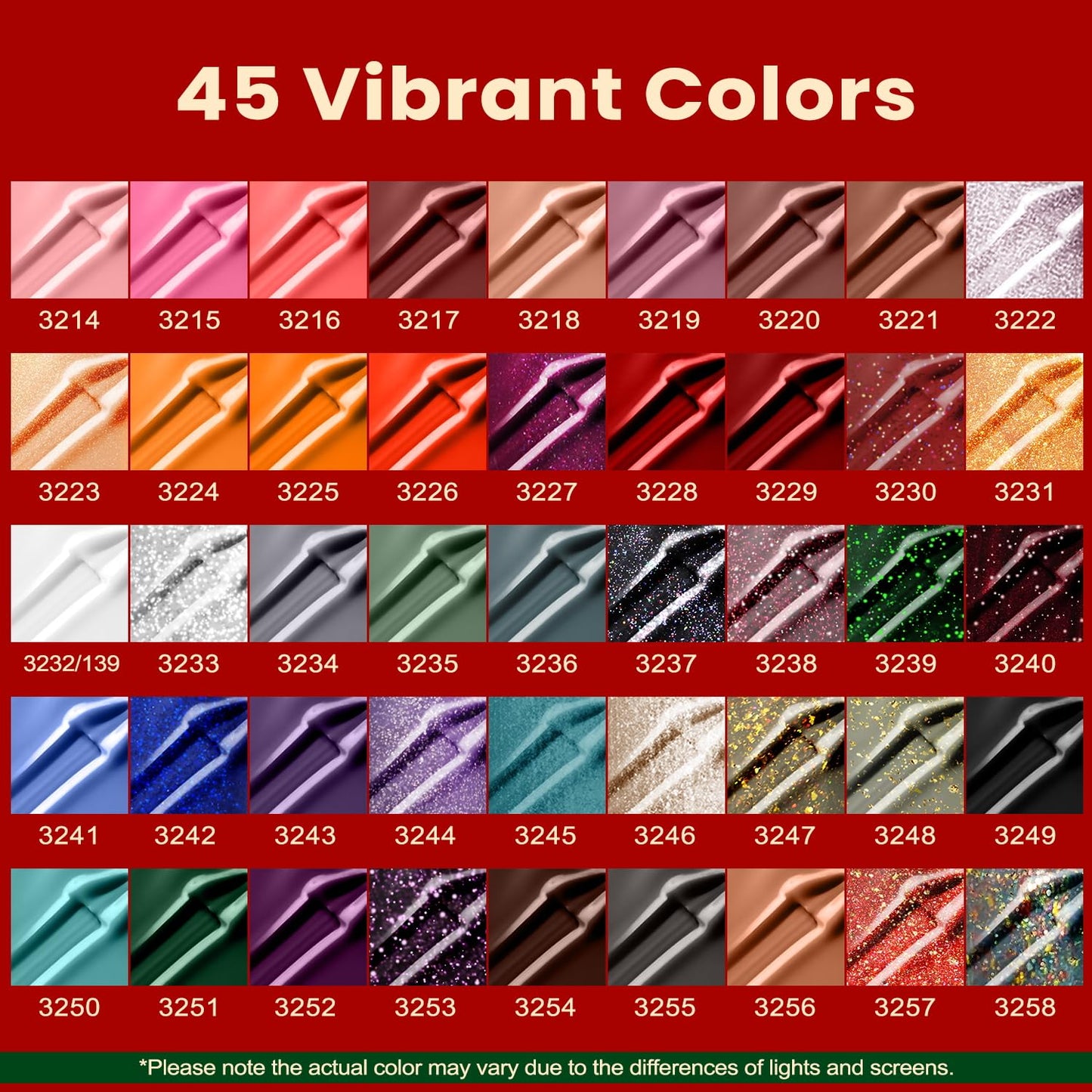 Lavender Violets 73 Pcs Gel Nail Polish Kit with U V Light, 45 Colors with Nail Primer,Builder Base,Matte & Glossy Top Coat Soak Off Manicure Tools Gifts for Women LA06