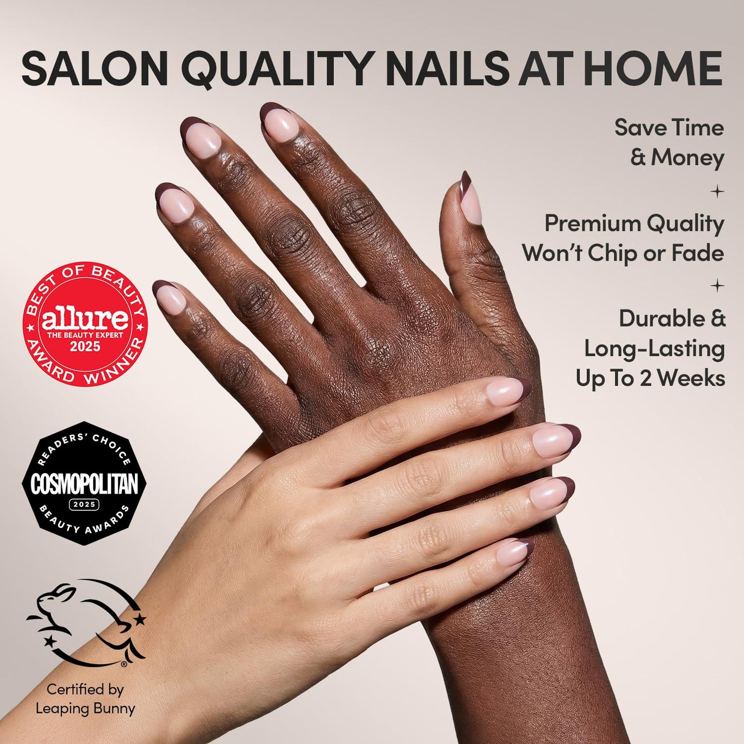Glamnetic Press-On Nails Bundle - Cherry Glaze | 2 Short Almond & Oval Fake Nails with Deep Cherry & Purple Tones | Glossy & Glazed Finishes | Durable, Salon-Quality Nail Kits