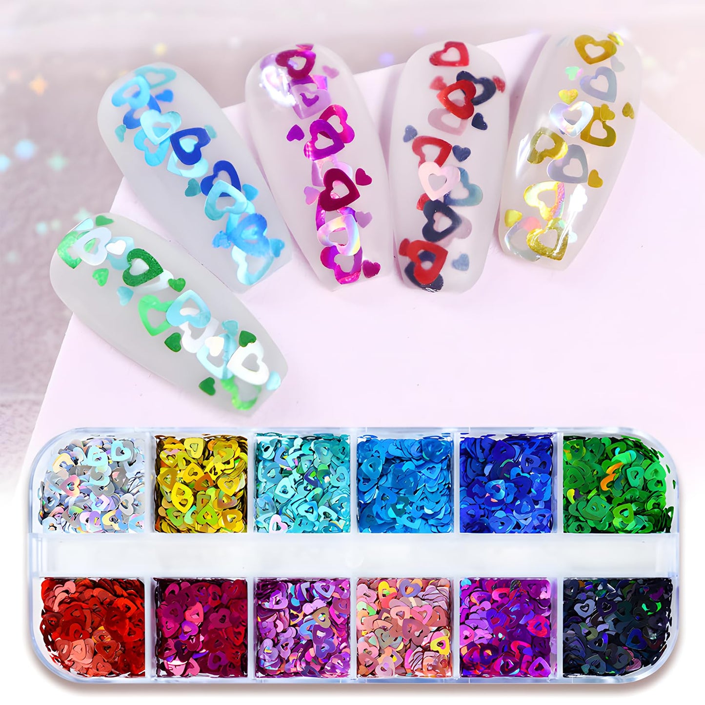 Lifextol 4 Box Nail Glitter for Press on Nails DIY Supplies, Chunky Glitter Acrylic Powder Nails Fine Glitter for Fake Nails Decor, Holographic Glitter Shapes Flakes Nail Sequins Foils Nail Charms Y2K