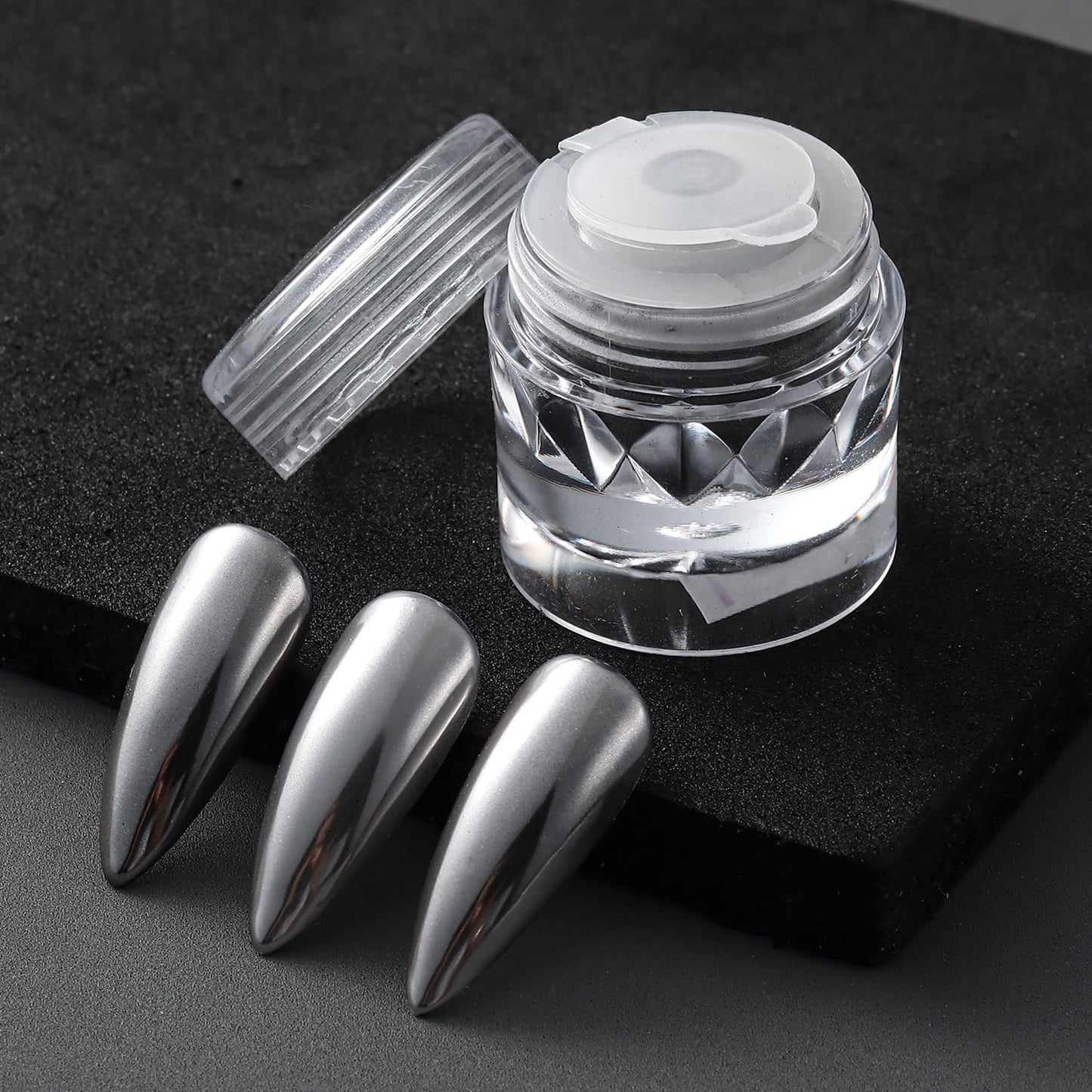 Furtherpretty Black Silver Bronze Chrome Nail Powder Set, Gunmetal Chrome Pigments for Goth Armor Nails, Metallic Mirror Effect Nail Powder for Y2K Punk Nail Art & Manicure Decoration Accessories
