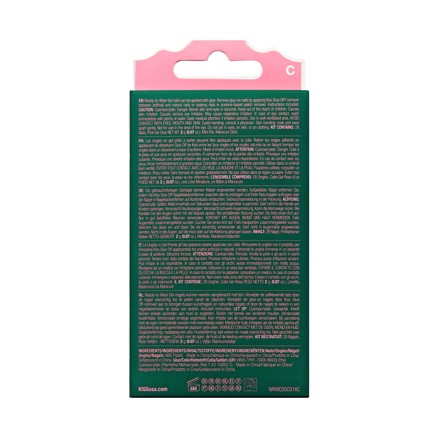 WICKED X KISS Press On Nails Almond, ‘Shiz Chemistry Club’, Blue, Medium, Waterproof, Chip Proof, Smudge Proof, 28 Fake Nails, Pink Gel Nail Glue (2g), Mini Nail File, & Manicure Stick