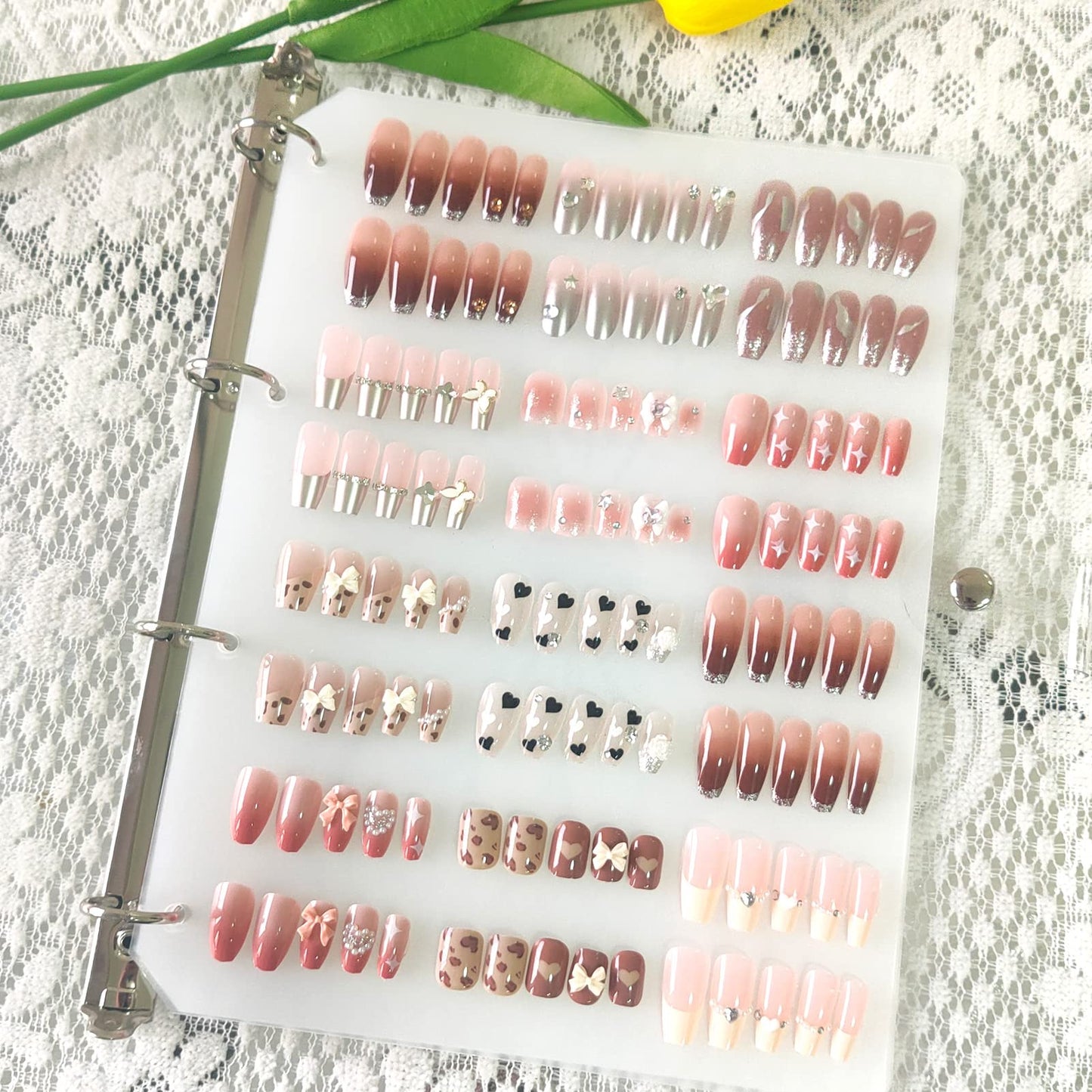 GUXACU Large Press On Nail Organizer 10 PCS Clear Empty Press On Nail Storage Press On Nail Packaging for Fake Nail Storage Nail Display Nail Salon Press On Nail Supplies Organizer with Nail Tape