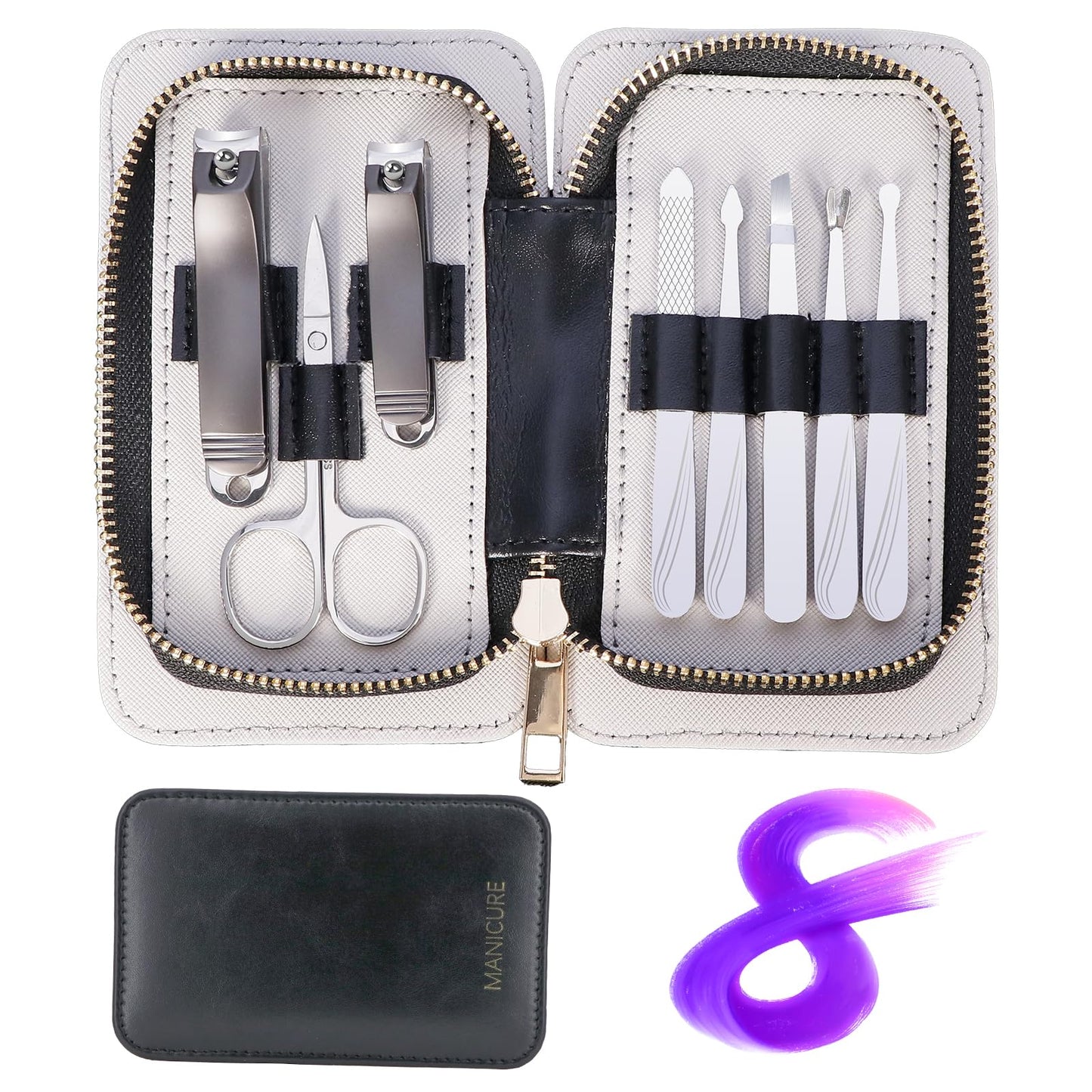Manicure Set 8 in 1 Stainless Steel Nail Clippers for Men，Manicure Kit for Women，Nail Grooming Kit，Nail Clipper Set，Personal Care Tools