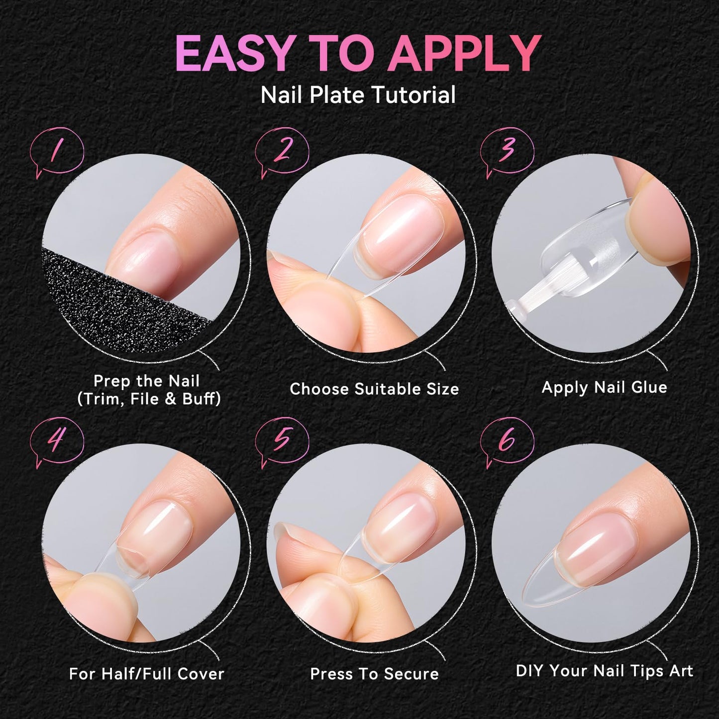 Makartt 420Pcs Short Almond & Tapered Square Half Cover Nail Tips: 2 Shapes Clear Tips Set with 15 Sizes, Pre-Etched Inside False Nails for DIY Nail Extensions, Salon Manicure Supplies DIY at Home