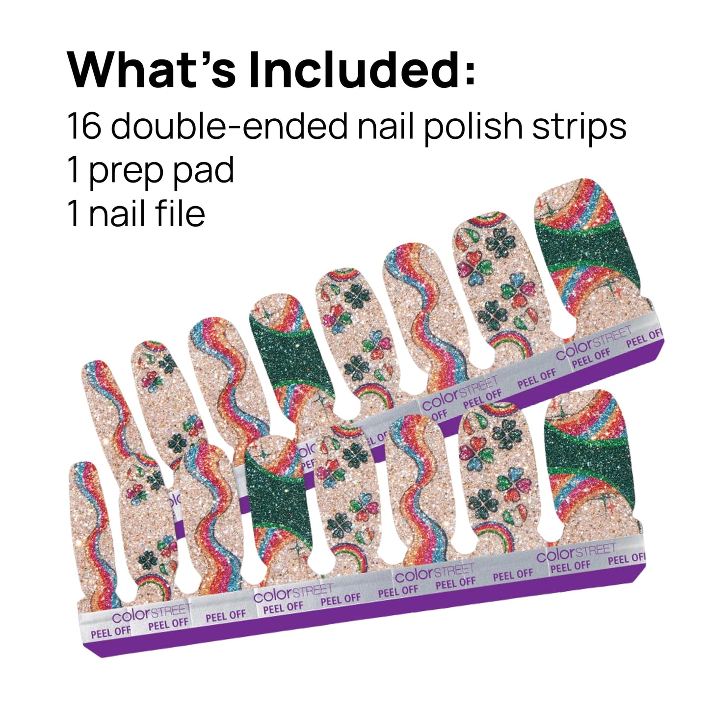 Color Street - Charms and All - Glittery Nail Polish Strips with Glitter Finish, Real Nail Polish Strip, Glam Manicure Set - 16 Strips