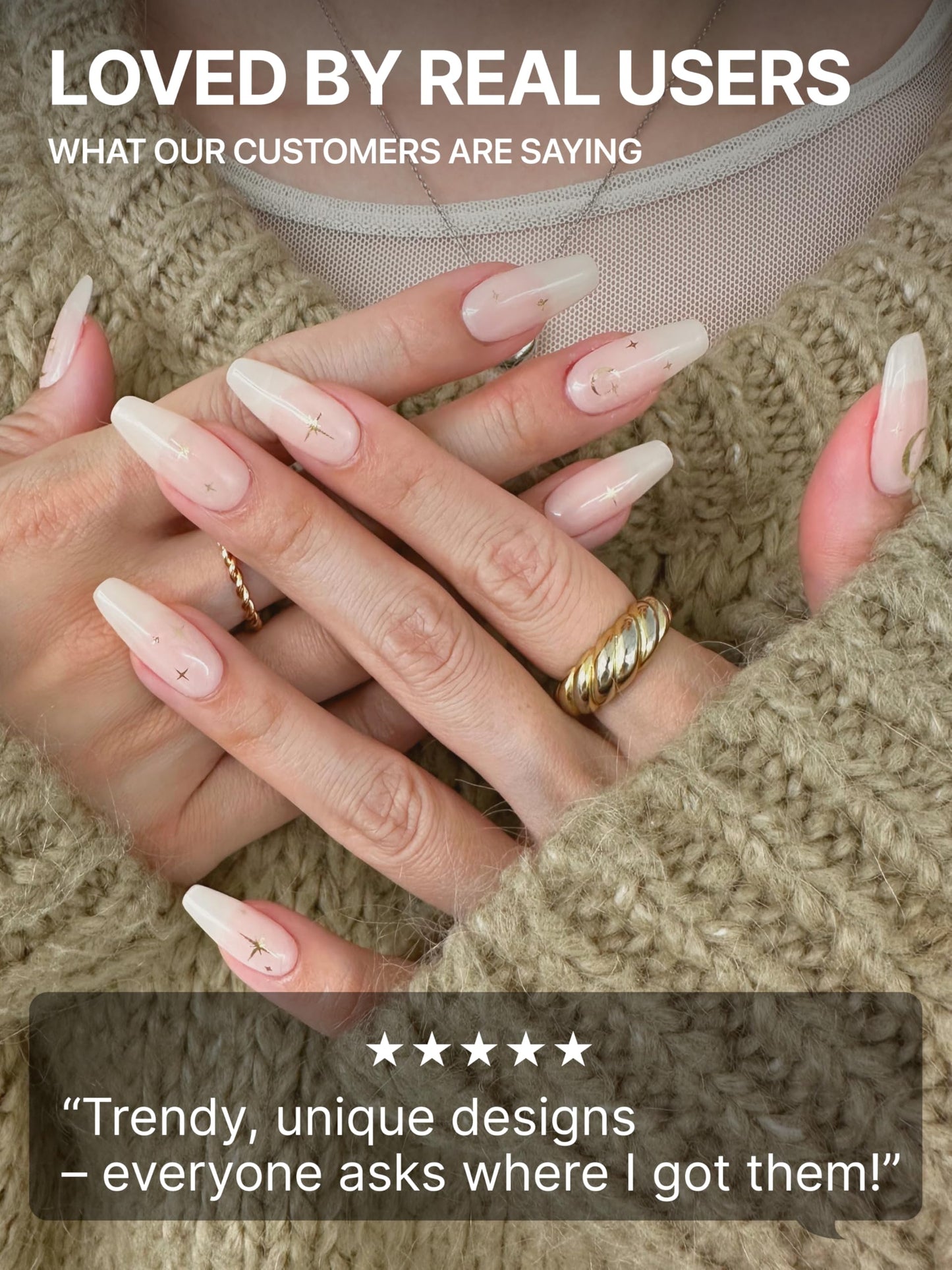 UUUUUU Semi Cured Gel Nail Strips | Salon-Quality | UV Free Gel Nail Wraps for Women | Easy Peel&Stick | Long-Lasting up to 14 Days | 28 Strips Set+File & Wipes | Gift-Ready(Luna StarUGN206)