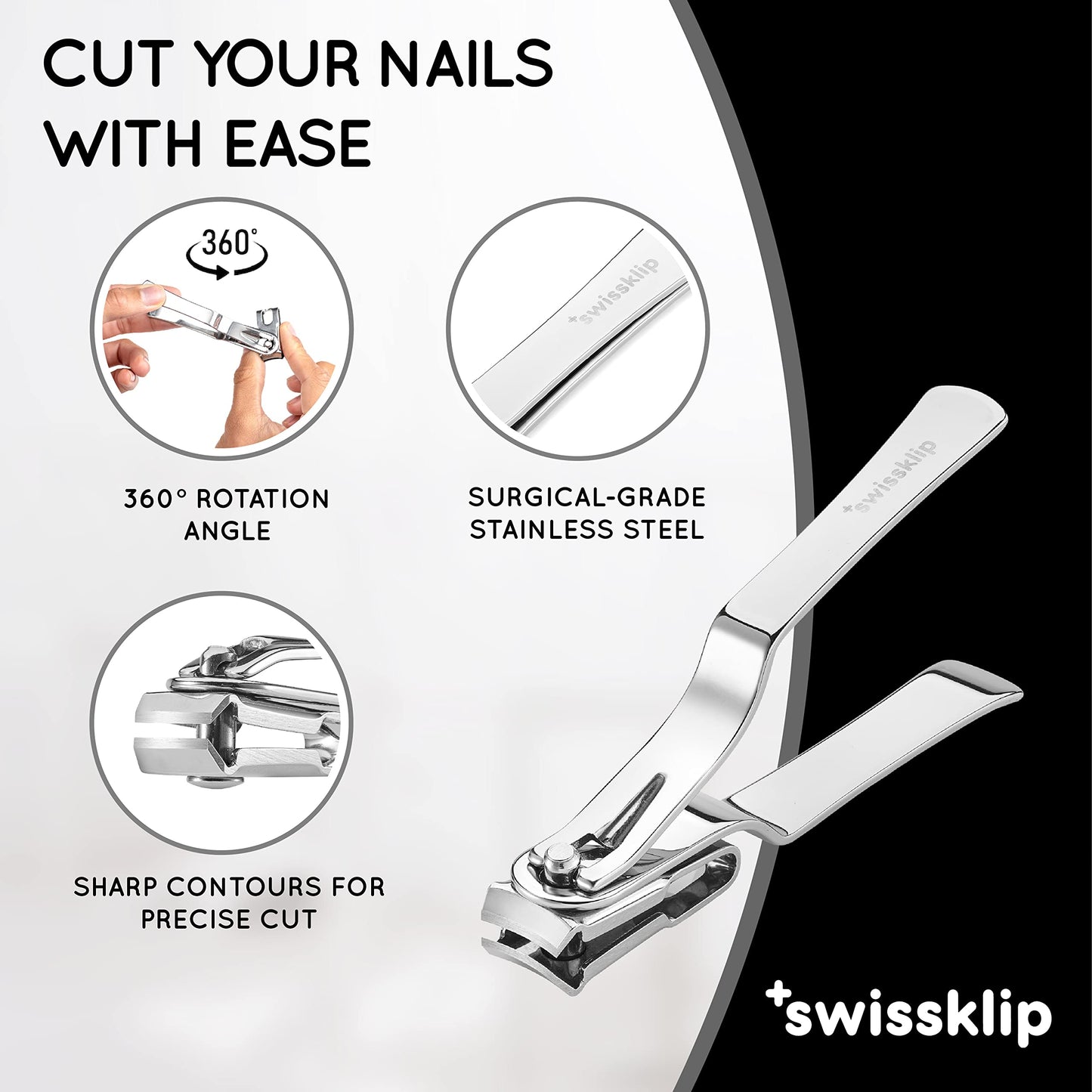 Swissklip Heavy Duty Toenail Clippers for Seniors Thick Toenails I Professional Nail Clippers for Ingrown Toenail I Nail Clippers for Men I Well Suited as Finger Nail Clippers Adult