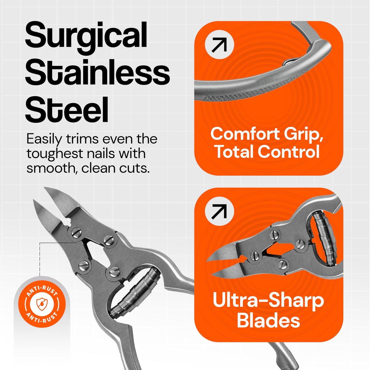 Toenail Clippers for Thick Ingrown Toenails - Professional Podiatry Nail Cutter Fingernail Clipper Trimmer Heavy Duty Surgical Grade Stainless Steel Men Seniors Adults Podiatrist Tool Krisp Beauty