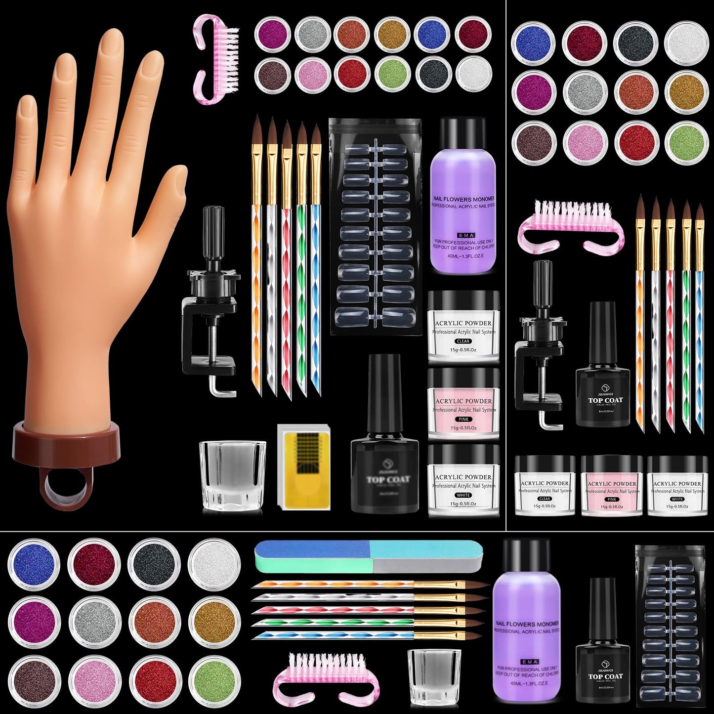 Practice Hand for Acrylic Nail: Fake Hand with Stand Nails Kit Acrylic Set - Professional Nail Mannequin Hand for Beginners Salon