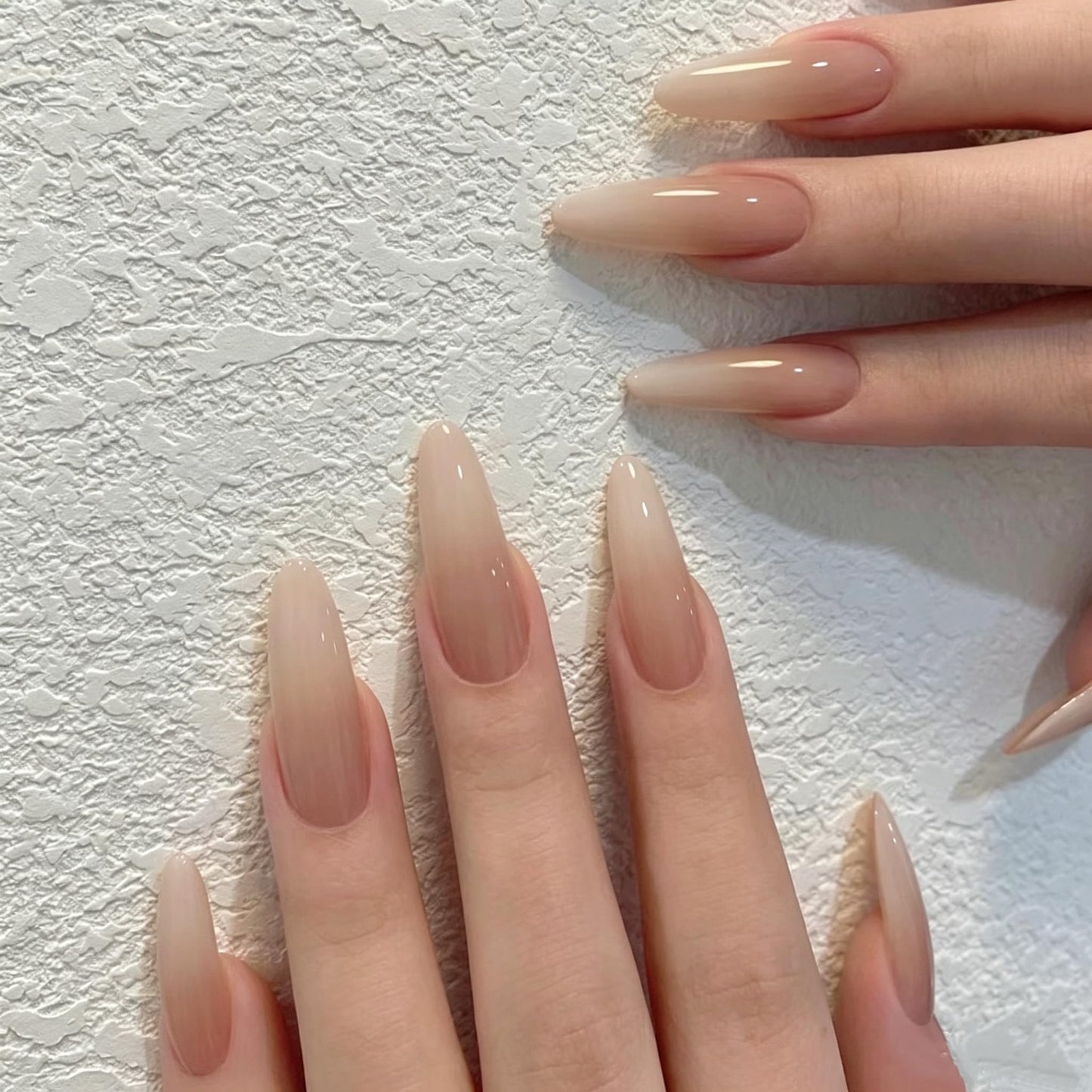 C.Z.Z.T.T.NAILS 24pcs Press On Nails with Jelly Glue ，Translucent Fake Nails Nude Gradient Long Almond Nail Art,Perfect for Women, Professionals & Beauty lovers
