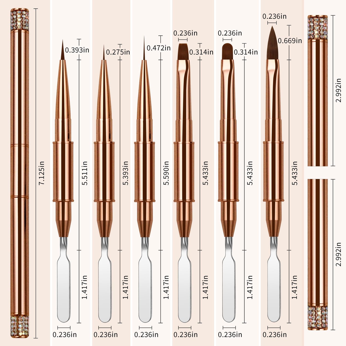 6Pcs Nail Art Brushes Metal Handle Professional Gel Polish Art Nail 3D Art Nail Dotting Brush Pen for Manicure DIY Home SalonNails Detail Paint Brushes Miniature Paint Brushes Fine Detailing Set