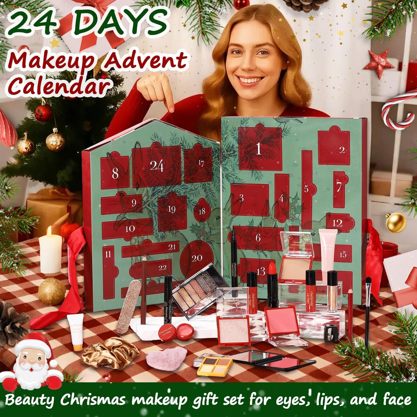 CHARMCODE Makeup Advent Calendar 2025, 24 Days Christmas Countdown Calendar Gift Set for Adult Women Teen Girls, Xmas Holiday Beauty & Cosmetic Surprise Make up Kit for Women Full Kit