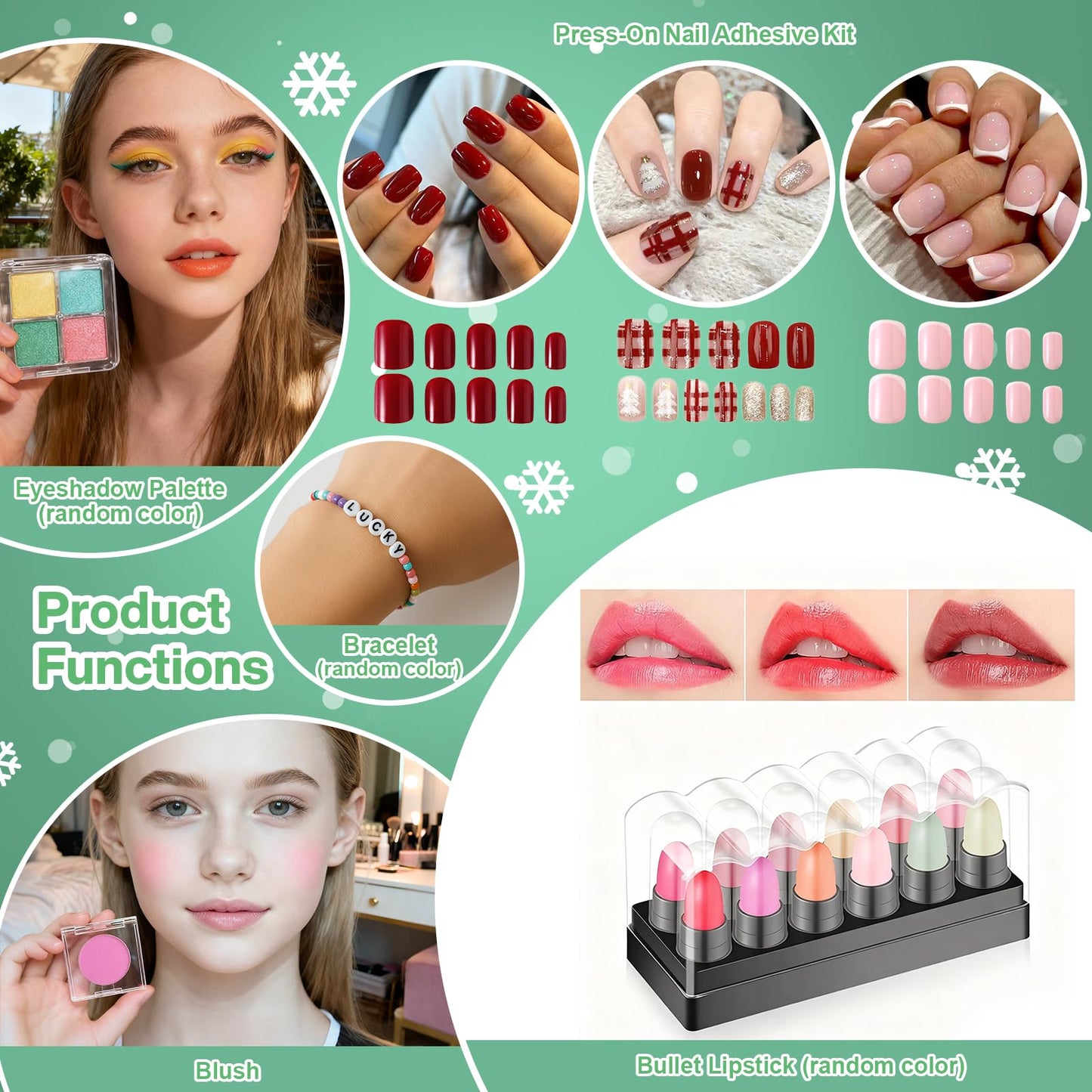 Makeup Advent Calendar 2026 Teens Girl, 24 Days Christmas Countdown Face Eyes Lip Nail Beauty Advent Calendar for Girls Women, 24 Pcs Xmas Holiday Makeup Gifts Sets, Festival Surprise Full Makeup Kits