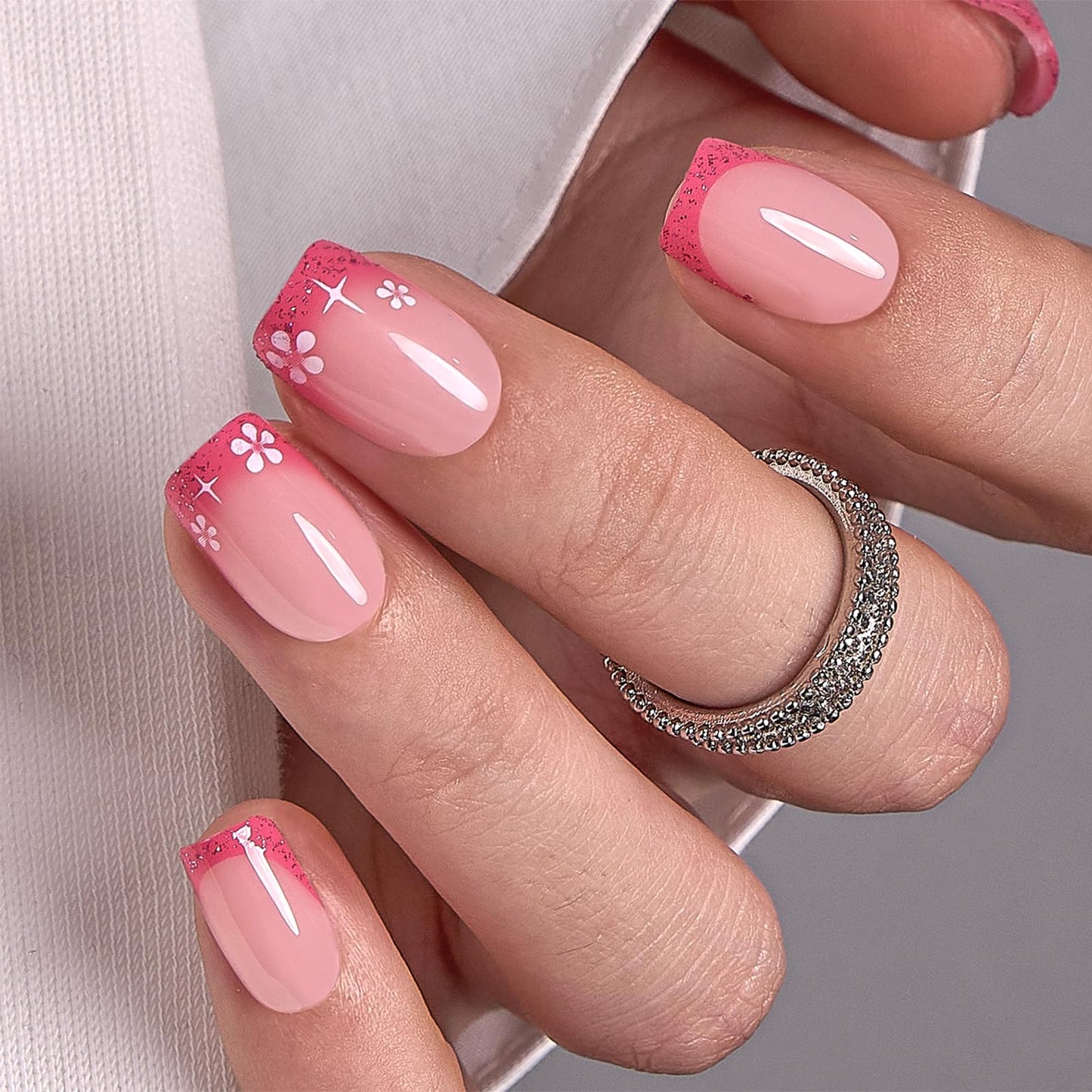 CurvLife Soft Gel Oval Press-On Nails Kit, Reusable Fake Nails with Glue & Adhesive Tabs, 30PCS Salon-Quality Stick-On Nails for At-Home Manicure (Spring Kiss)