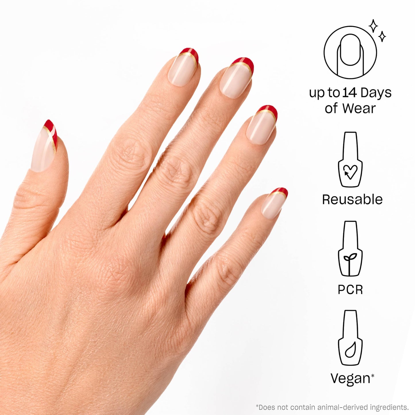 OPI On Point Let it Glitter! | Short Round Gold & Red Glitter French Tip Press On Nails | 30 Count with Nail Glue | Reusable, Non-damaging | Amazon Exclusive | Holiday Shades 2025