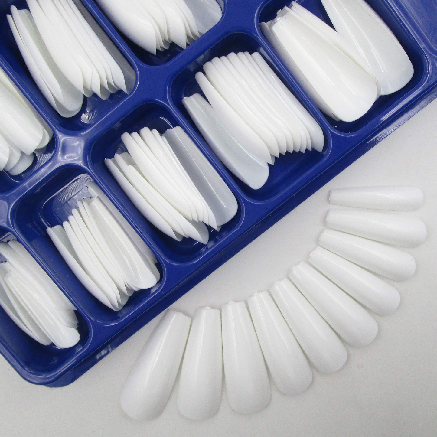 100pc White Press on Nails Medium Coffin Fake Nails, Medium Press-on Nail Coffin Acrylic Nails Press ons Nail White False Nail Glossy Ballerina Artificial Fingernail Full Cover Glue on Nail