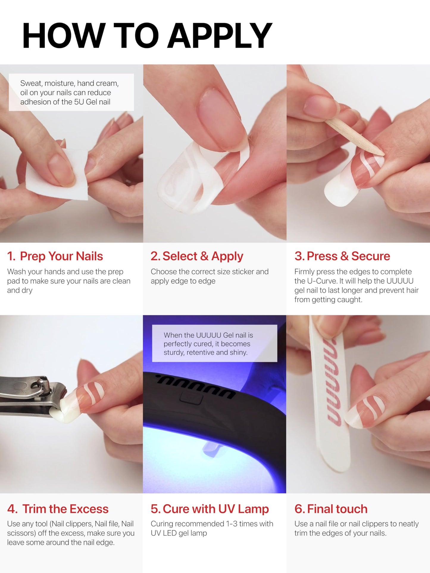 UUUUUU Semi Cured Gel Nail Strips | Salon-Quality | UV Free Gel Nail Wraps for Women | Easy Peel&Stick | Long-Lasting up to 14 Days | 28 Strips Set+File & Wipes | Gift-Ready(Luna StarUGN206)