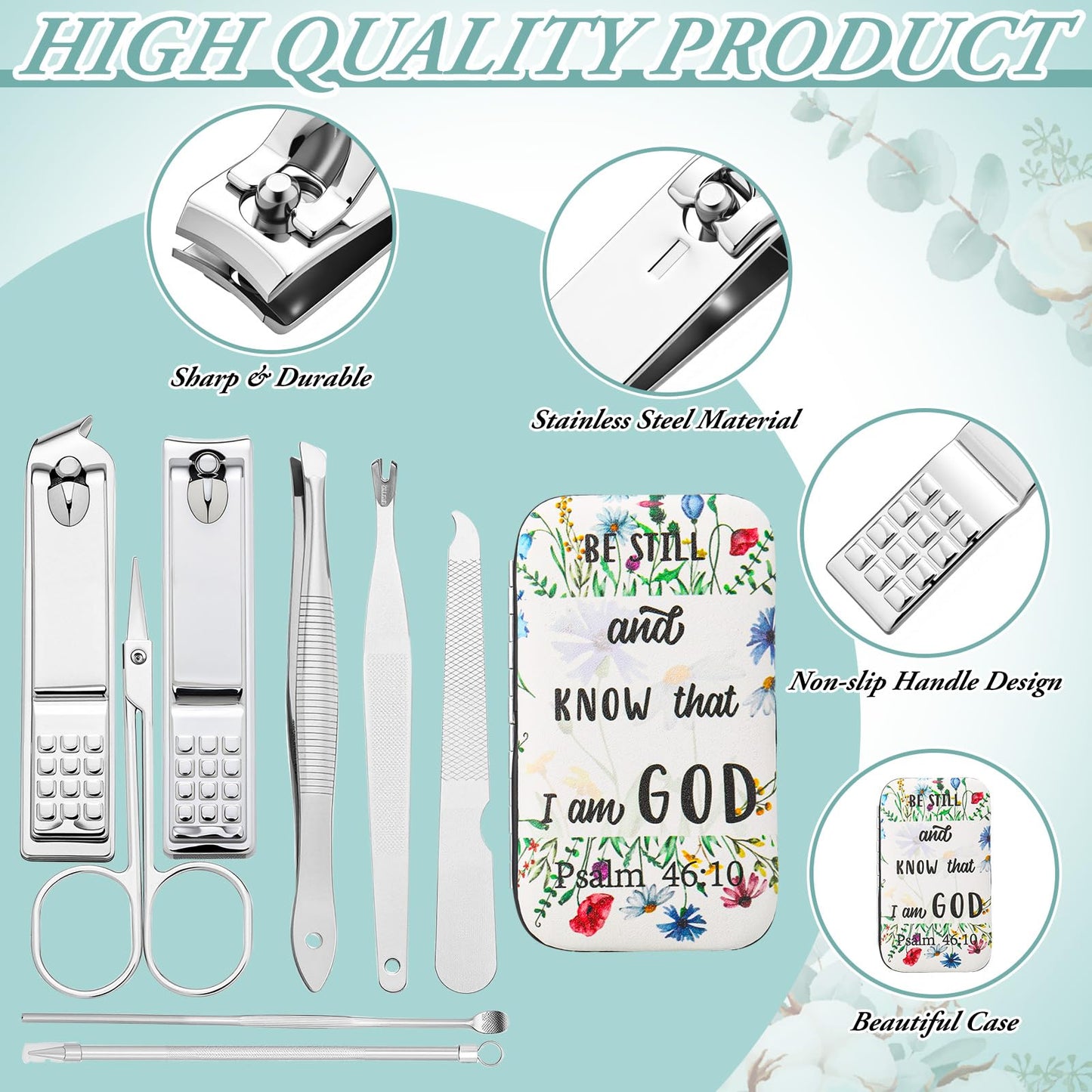 10 Sets Mother's Day Gifts Bulk Christian Gifts for Women Scripture Manicure Set Nail Clippers Bulk Mother's Day Church Religious Party Favors Christian Stuff Bible Verse Group Favors for Women Men