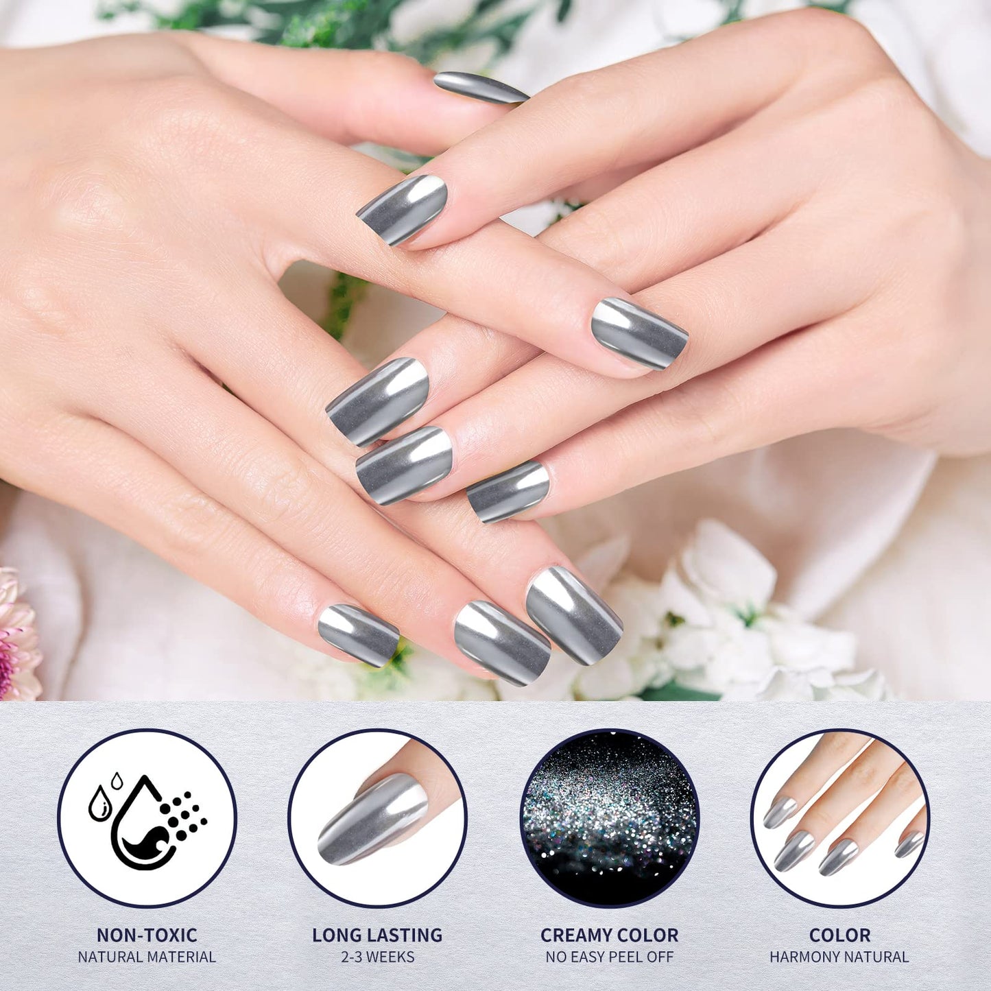 Artdone 36 Jars Chrome Nail Powder Nail Art Fimo Decoration Metallic Mirror Effect Holographic Aurora Chameleon Pigment Powder 1g/Jar Pearl for Resin Craft & Nail Art