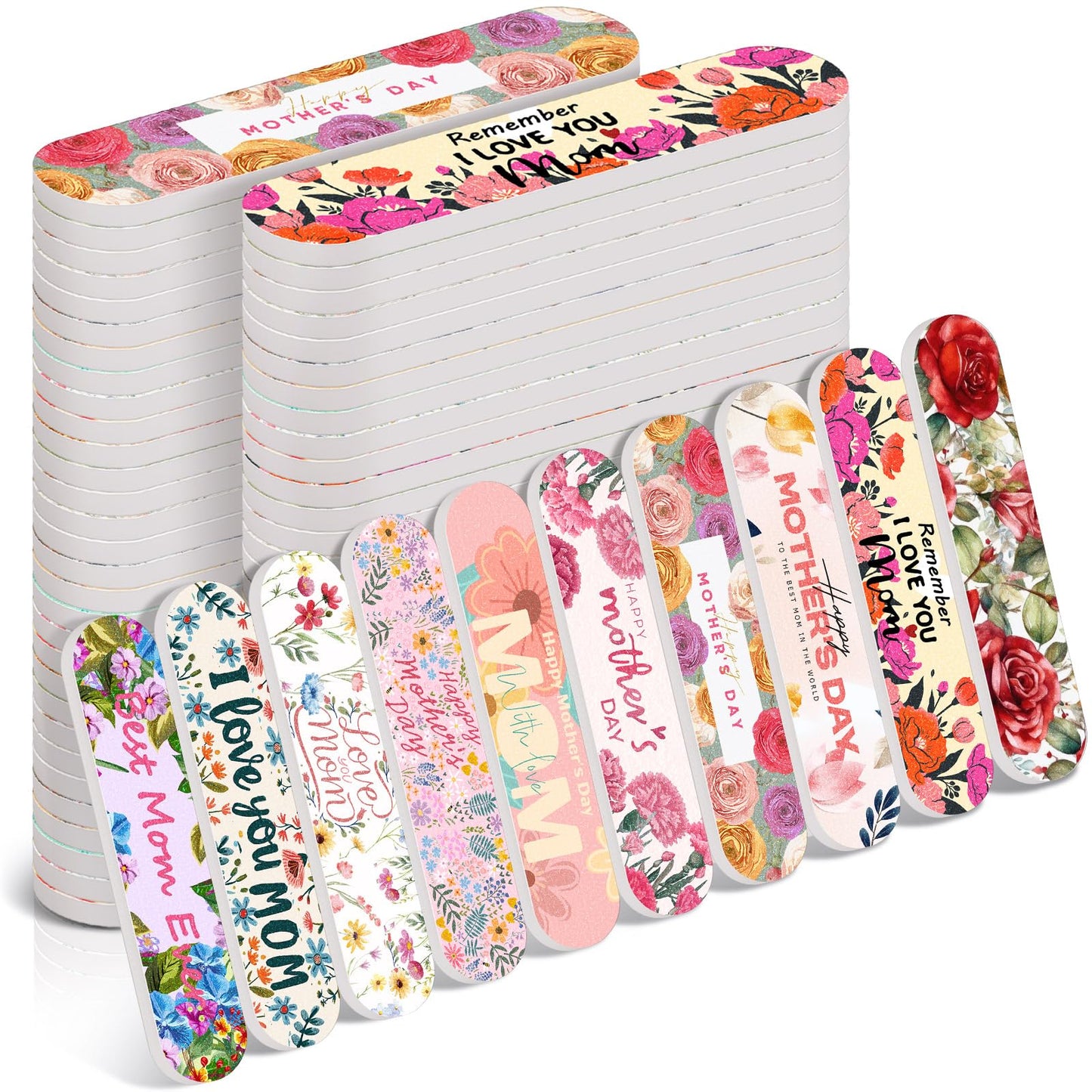 Lanties 50 Pcs Best Mom Ever Gifts for Women Bulk Double Sided Birthday Gifts for Mom Emery Board Nail Files Manicure Tools for Mother's Day Party Supplies