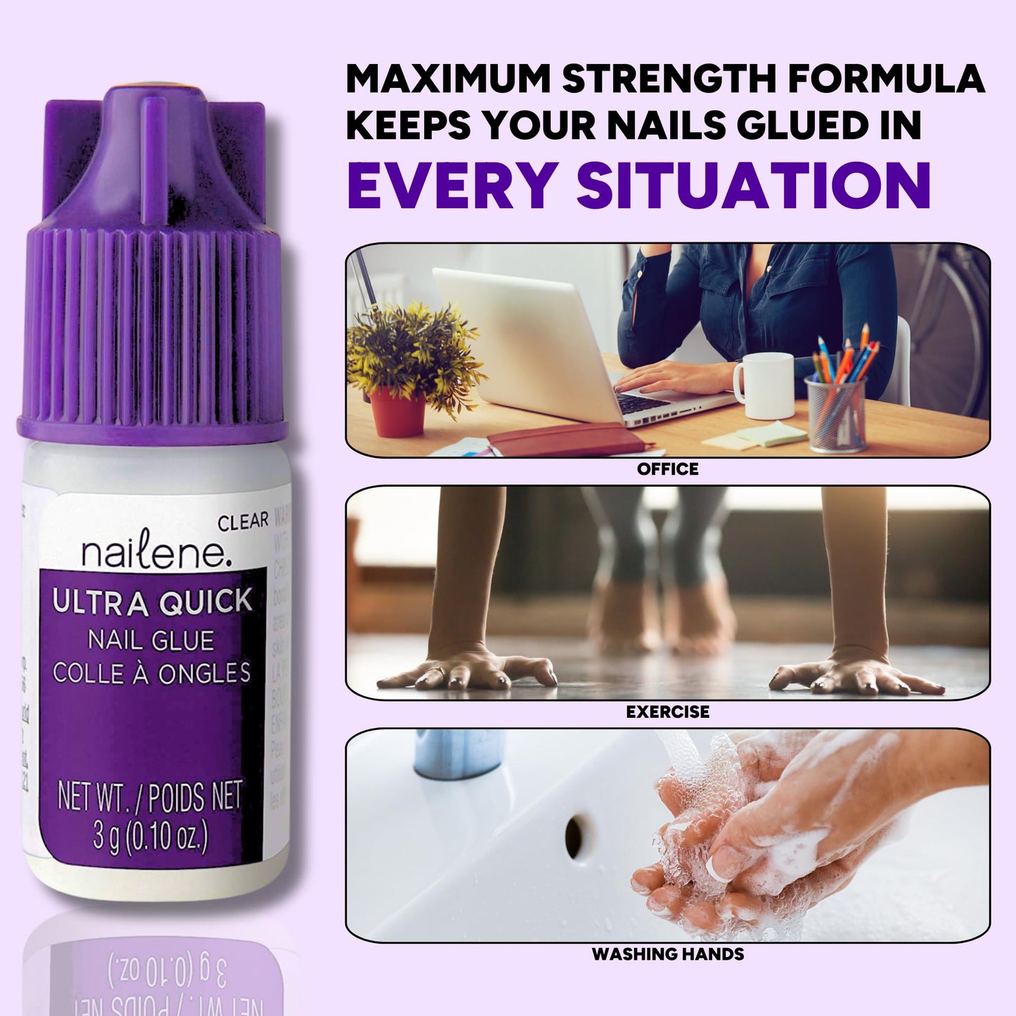 Nailene Ultra Quick Nail Glue Value Pack, Clear, Pointed Tip Precise Application, Super Fast Setting, Quick Drying, Maximum Strength, Strong Nail Glue for Press Ons and Nail Tips, 6 Piece