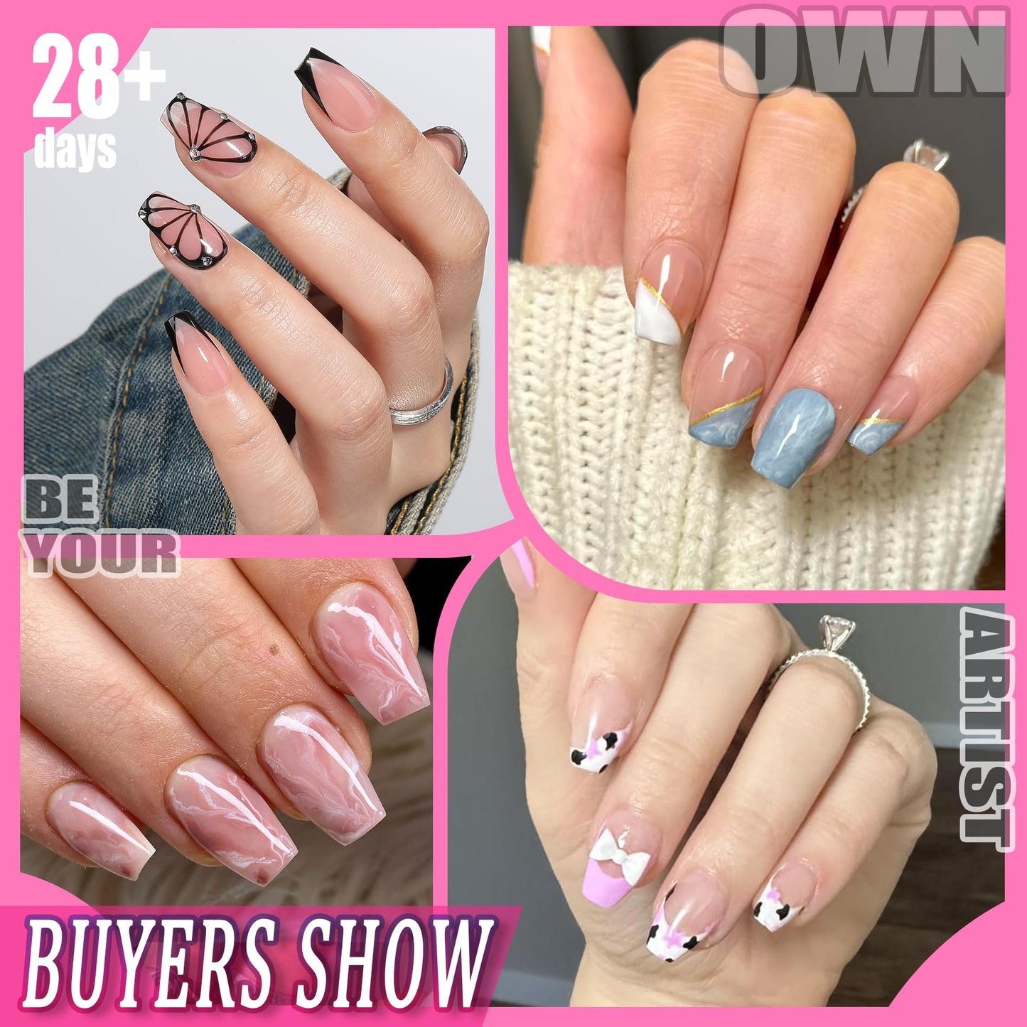 UNA GELLA Short Coffin Nails Tips, 504pcs No c Curve short Coffin Gel Press On Nails Pre Etched For Women Acrylic Nail Extension Full Cover Home Salon 12 Sizes