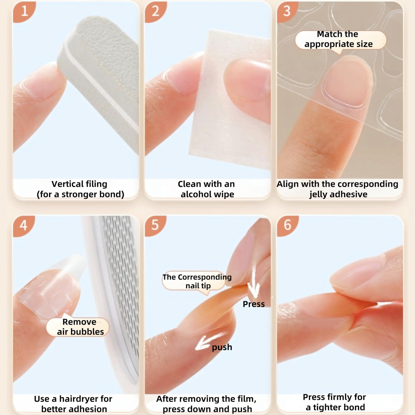 Fiaoudm Ultra-Slim Nail Adhesive Tabs – Jelly Double Sided Waterproof Gel Sticker Pads with Tool Set, Seamless & Strong Hold for Press On Nails, Fake Tips & Manicures, 24 Sizes Ultra-Thin Clear(15)