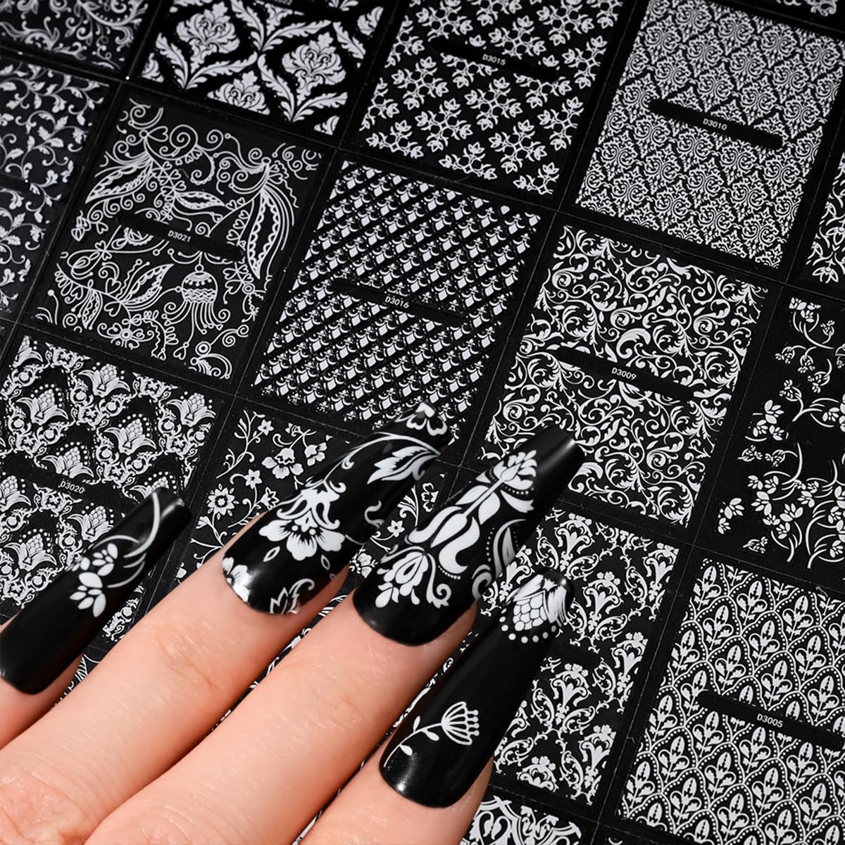 30 Sheets White Nail Art Stickers 3D Self Adhesive Lace Flower Nail Stickers Hallow Floral Nail Decals Spring Summer Nail Supplies for Women Nail Art Decoration Accessories