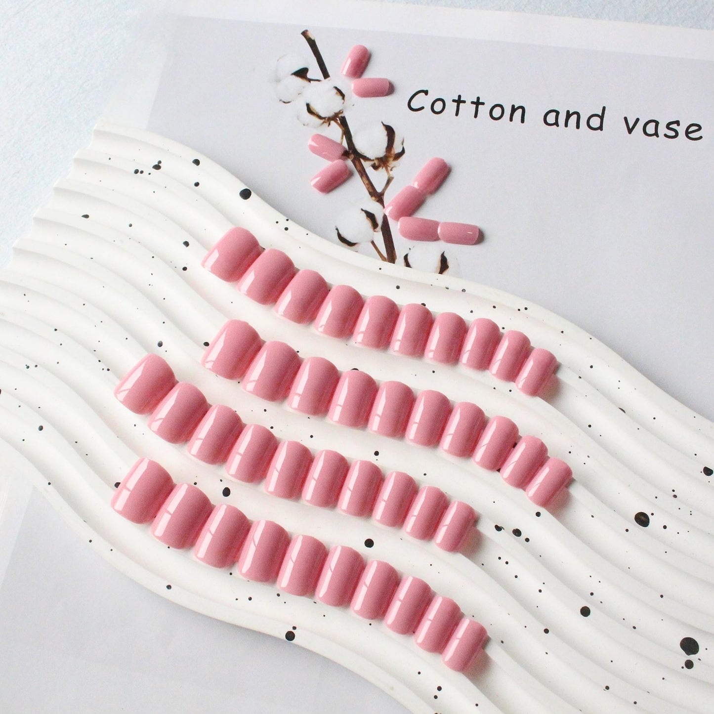 KQueenest 48 Pieces Mauve Pink Press on Nails Short Square, Gel Fake Nails Short Coffin, Pure Dark Pink Color Natural Petite Nails Press ons, Reusable Acrylic Stick on Nails Press on for Women