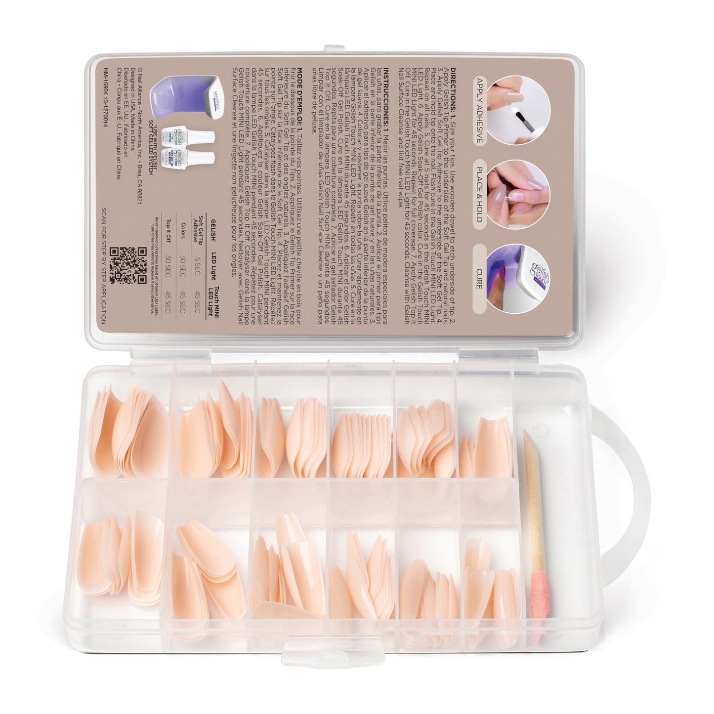 Gelish Nude Soft Gel™ Tips, Professional Quality Press on Nails Extension for Strong, Long-Lasting Manicures, Easy Application, Natural Look, (Light Nude Medium Coffin, 120 Count)