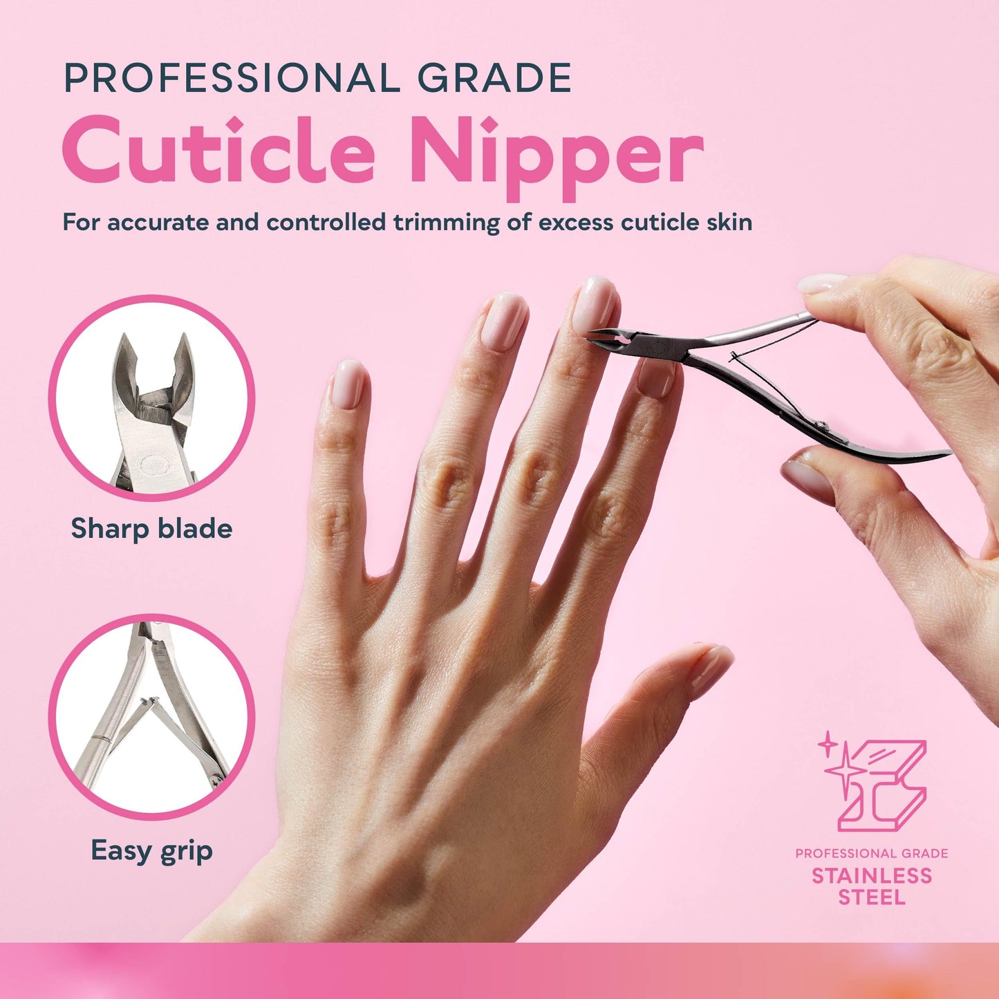 SUNUV UV Nail Lamp, 4PCS Cuticle Nippers, Cuticle Pusher with Nail File and Buffer Set, 48W Professional LED UV Light for Gel Nails SUNone Pink