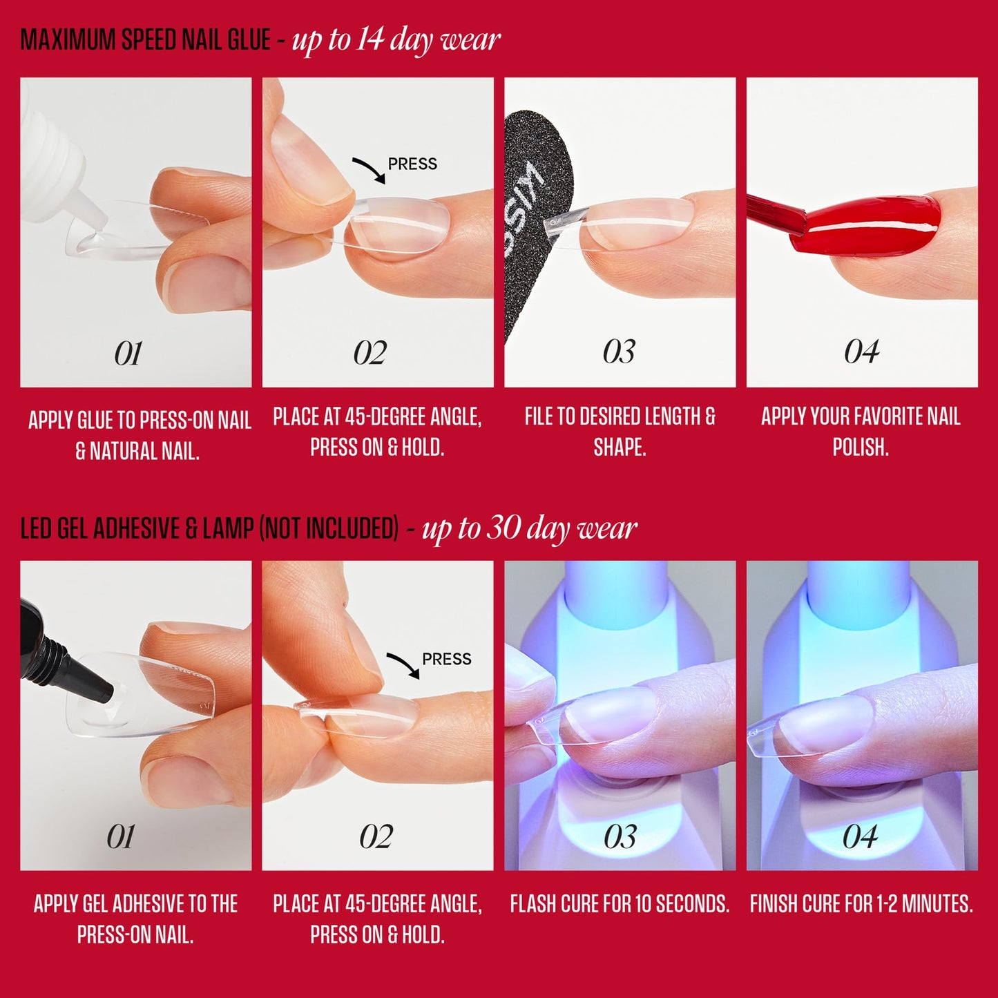 Kiss PROFESSIONAL, Press On Nails, Nail glue included, 'Ordinary Life', White, Short Size, Square Shape, Includes 140 Nails, 3g Glue