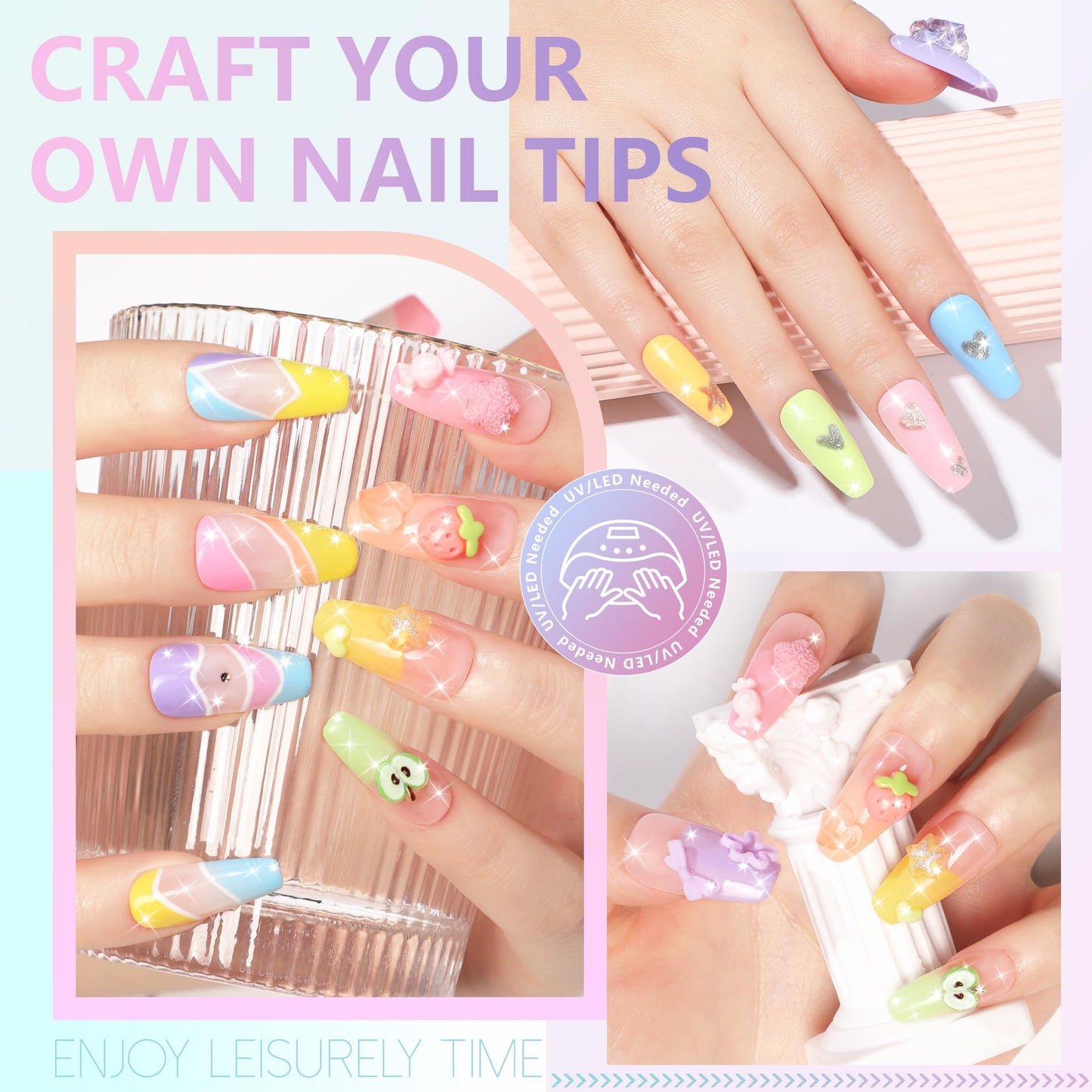 ABAC Pastel Shimmer Solid Gel Nail Polish,Ombre Gel Polish for Pat Painting,Spring&Summer Easter Hema-free 24 Colors Soak Off Gel Polish Kit w/Nail Art Brush for Salon and Nail Art DIY at Home