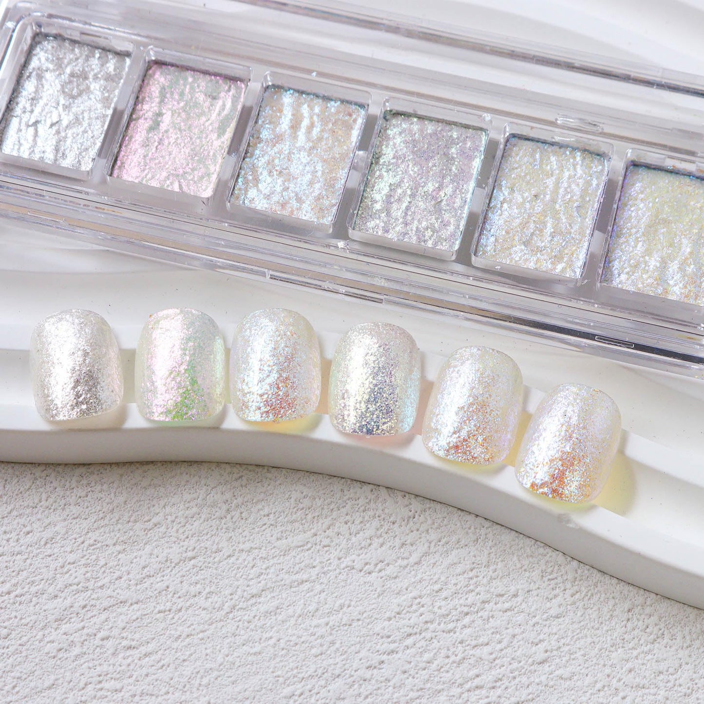 Opal Aurora Iridescent Nail Glitter,6 Colors Holographic Bling Mud Solid Foil Nail Pigment Reflective Charm Mermaid Fairy Dust Nail Powder Manicure Paillettes