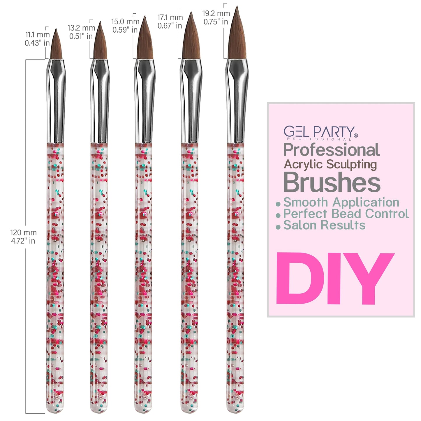 GELPARTY 32-Piece Nail Art Brush Set Professional Brushes for Acrylic, Gel, UV, Ombre, Dotting & 3D Designs | Drawing Pen For Gel Complete Kit for Salon & DIY Use