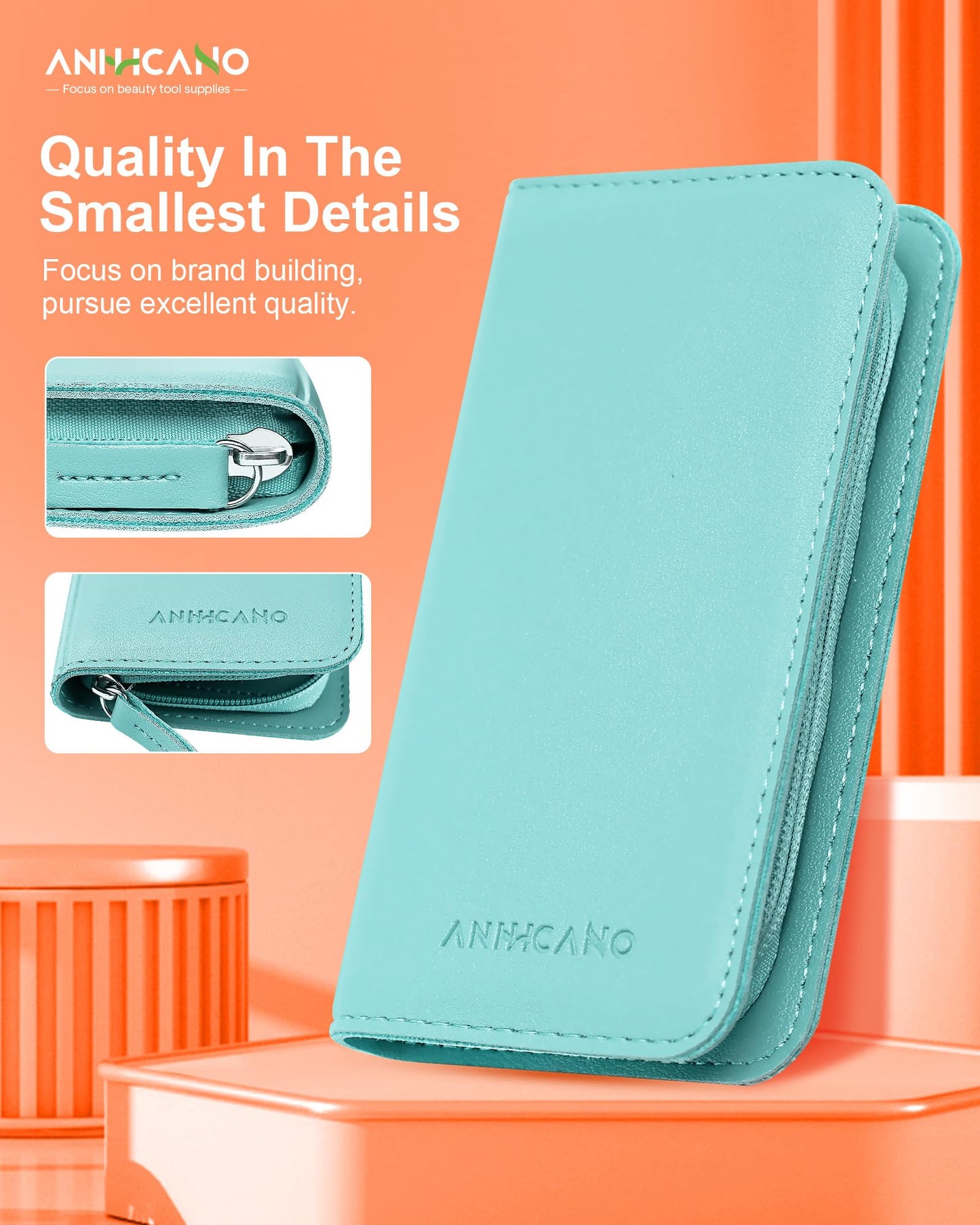 Manicure & Pedicure Kit for Men & Women, ANIHICANO 8-in-1 Premium Stainless Steel Personal Care Tools Set with PU Leather Case, Travel-Friendly for Home & Professional Use (Champagne)