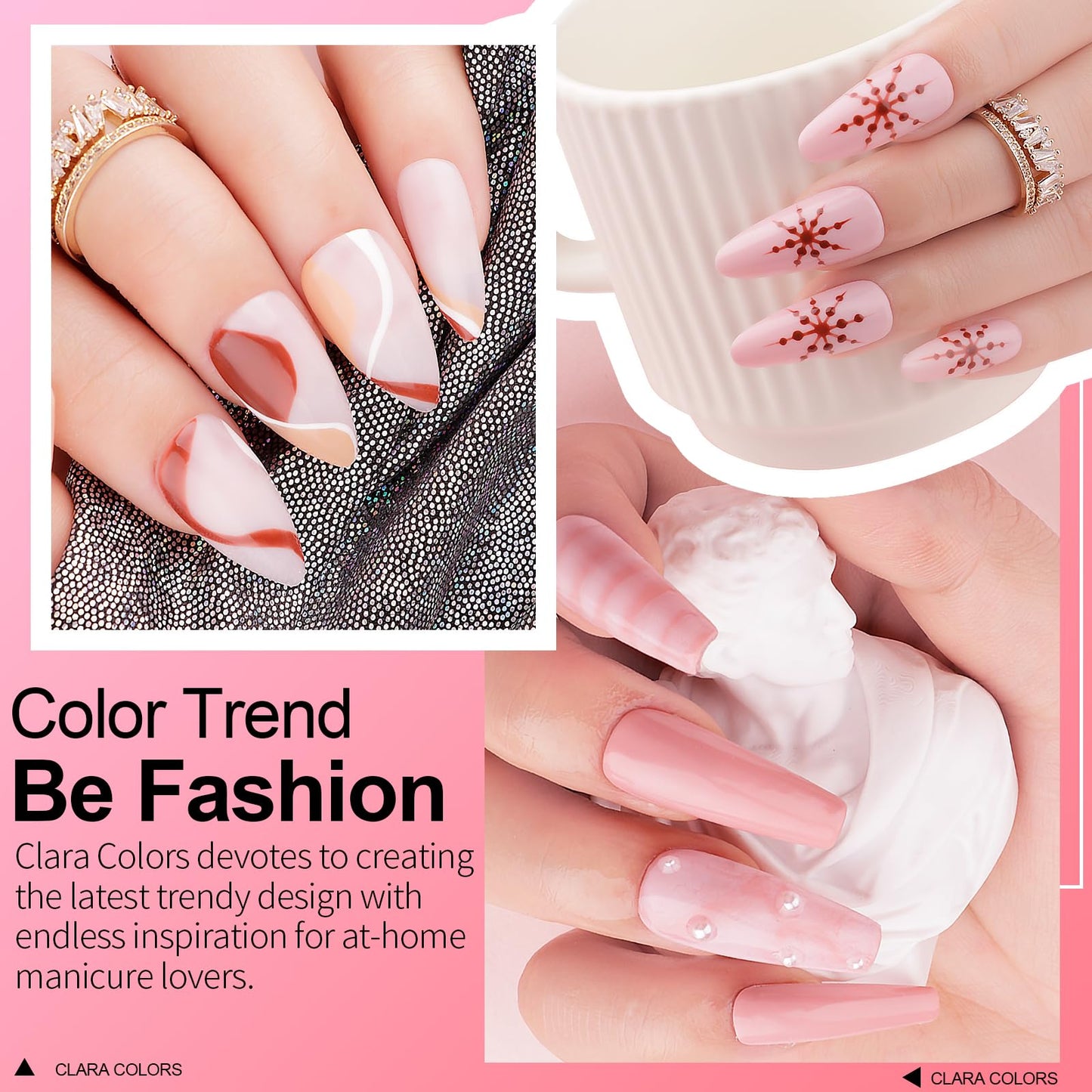 Clara Colors Gel Nail Polish Set-12 Colors Nude Pink Gel Polish Kit with Base Top Coat All In One Gel Nail Starter Kit for Beginners with Tool Nail Manicure DIY at Home Salon Gifts for Women Girls