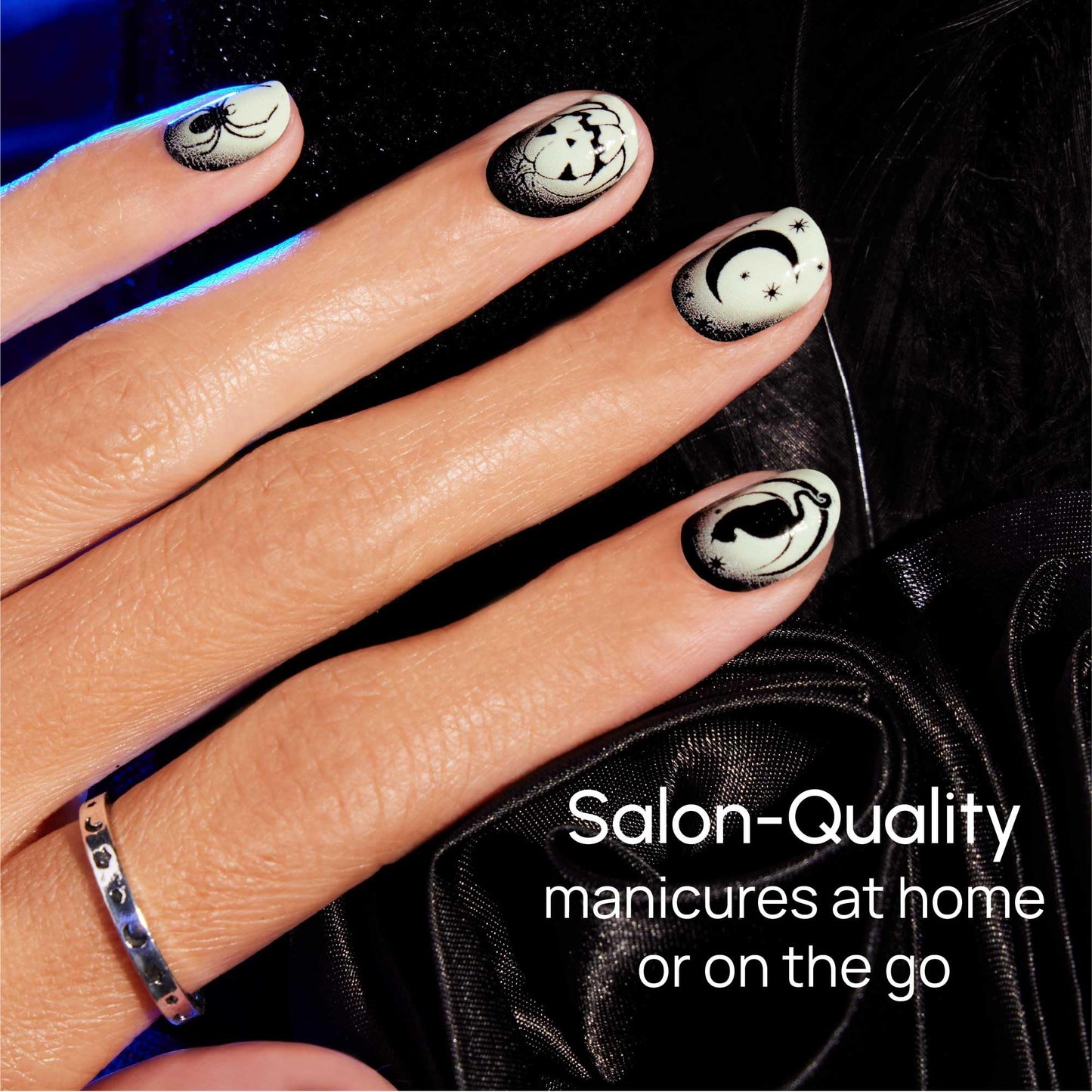 Color Street - Midnight Fright Nail Polish Strips - Real Nail Polish Stickers for Costume, Cosplay, Party & Festival Looks - 16 Double-Ended Strips