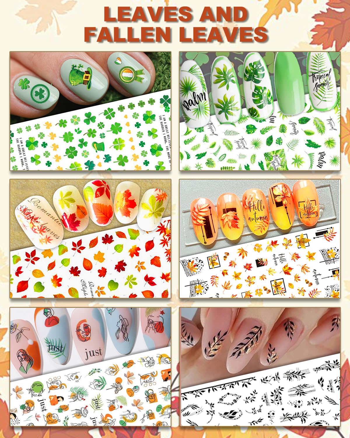 IDDFEVE 30 Sheets All Holiday Nail Art Stickers, Variety Pack Seasonal Nail Decals, Self-Adhesive Colorful Design for Daisy Flowers Butterflies Star Halloween Christmas