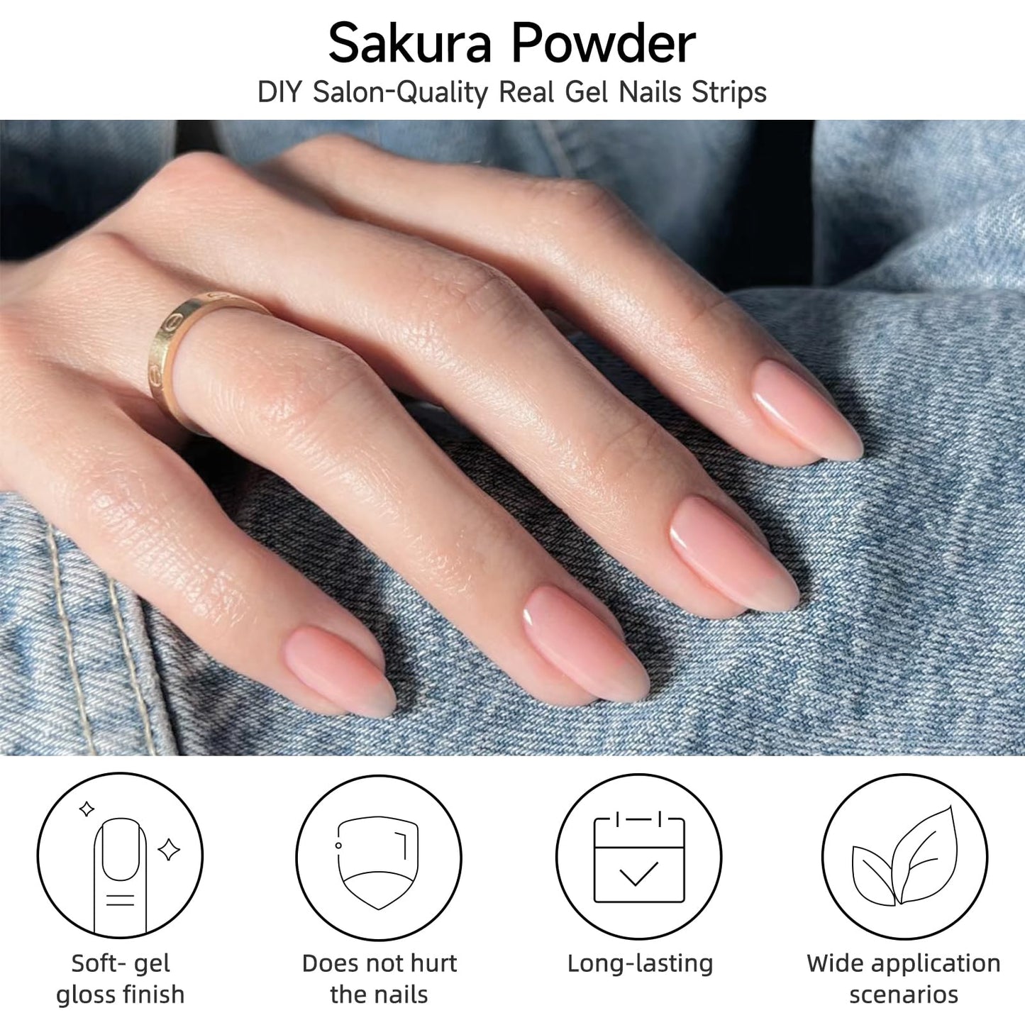 DUKASOU Semi Cured Gel Nail Strips 28 pcs Nude Nail Stickers for Women (Nude Transparent) Full Nail Wraps -UV Lamp Required Long Lasting Easy to Apply