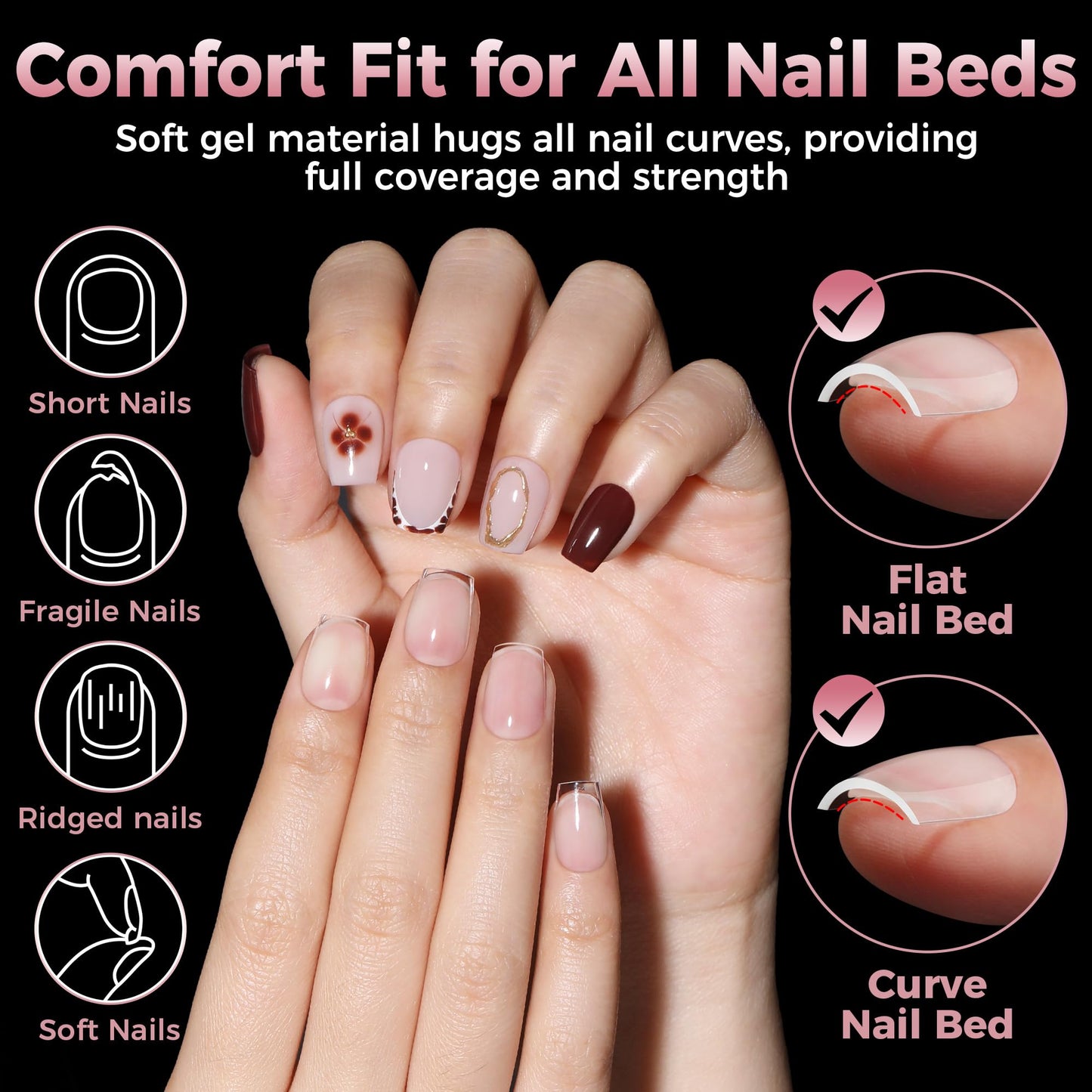 Luckyfariy Extra Short Coffin Nail Tips, 240Pcs Pre-shaped Half Matted Full Cover Ballerina Fake Nails Press on Extension, Soft Gel Clear Tips Home DIY Mani 12 Sizes