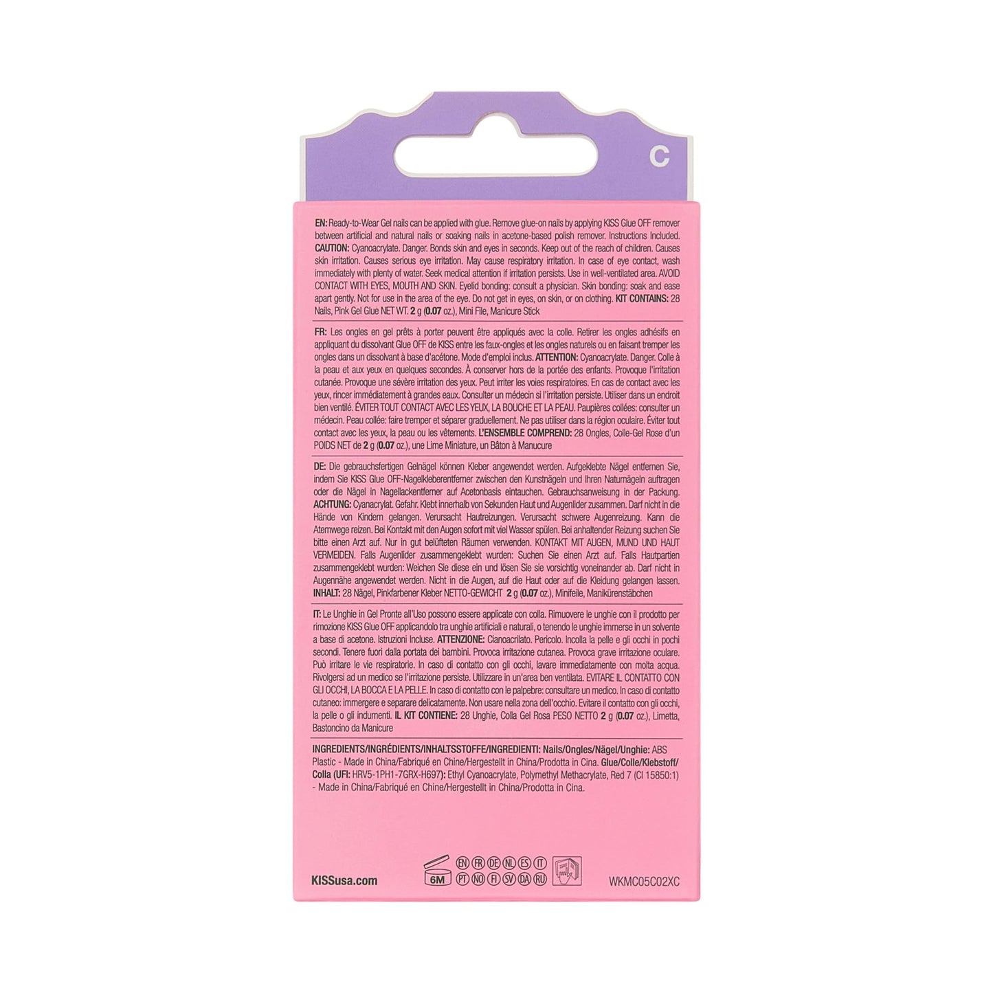 KISS X WICKED: FOR GOOD Press On Nails Almond, ‘Find Your Courage’, Purple, Medium, Waterproof, Chip Proof, Smudge Proof, 28 Fake Nails, Pink Gel Nail Glue (2g), Mini Nail File, & Manicure Stick