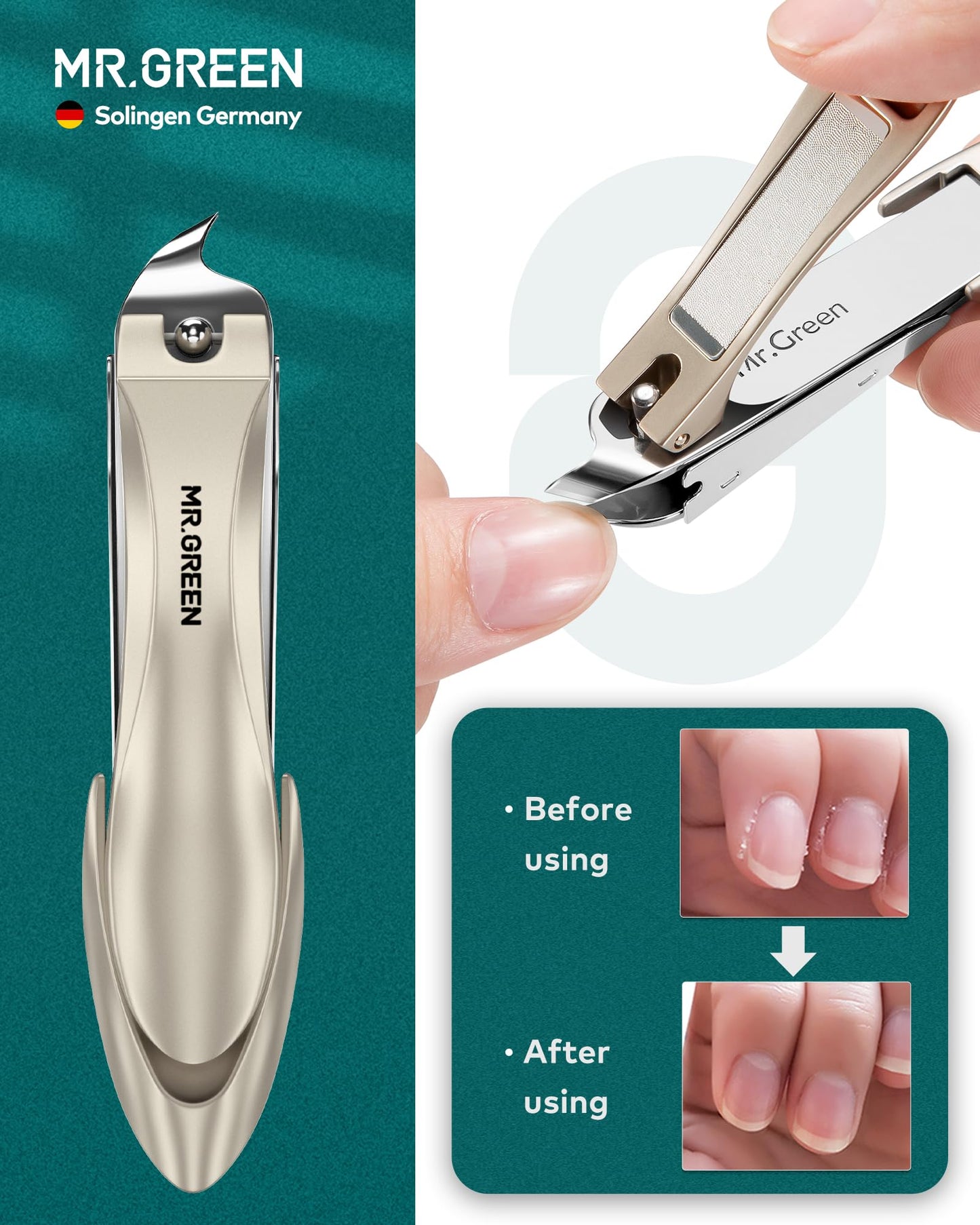 MR.GREEN Upgraded Manicure Set, German Stainless Anti Splash Nail Clippers Set with Cather, Quality Fingernail& Toenail Clipper, Professional Nail Care Kit with Exquisite Leather Case for Men & Women