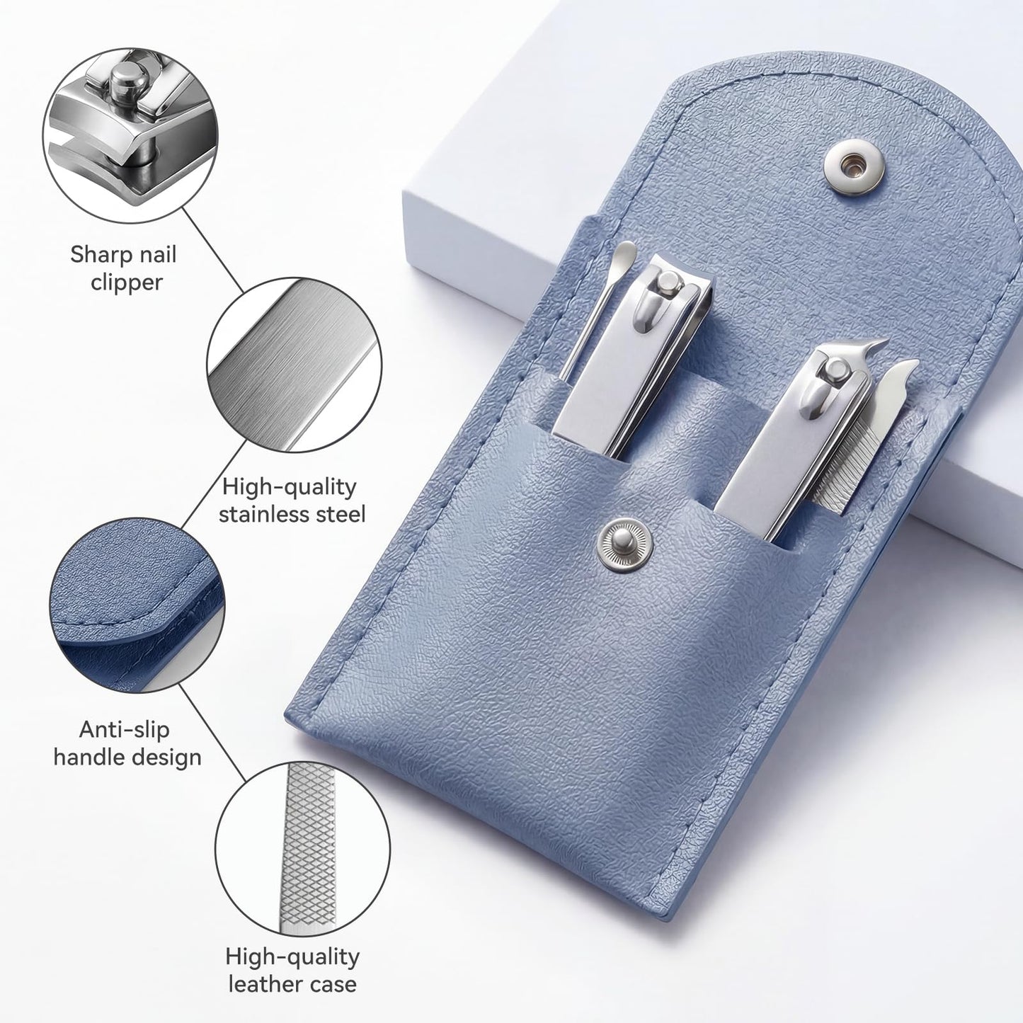 RISESAILS 20-Piece Complete Nail Care Kit, Professional Manicure Set with Stainless Steel Tools for Home Use, Travel & Gifts | Portable Nail Clipper Kit in Blue Case(Blue)
