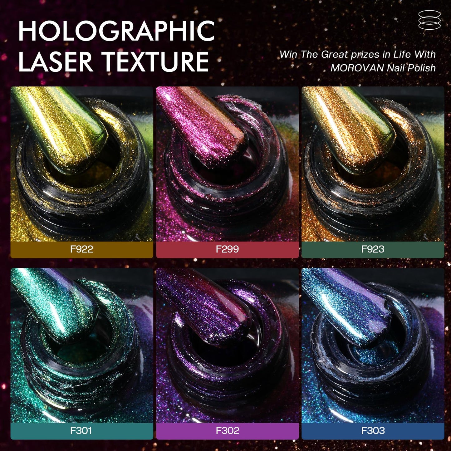 Morovan Fingernail Nail Polish Set: Holographic Metallic Ombre Lacquer Air Dry Nail Polish Regular Nail Pack 0.27oz Glitter Finger Nail Bulk Toenail Polish Kit Halloween Fall Gift for Women