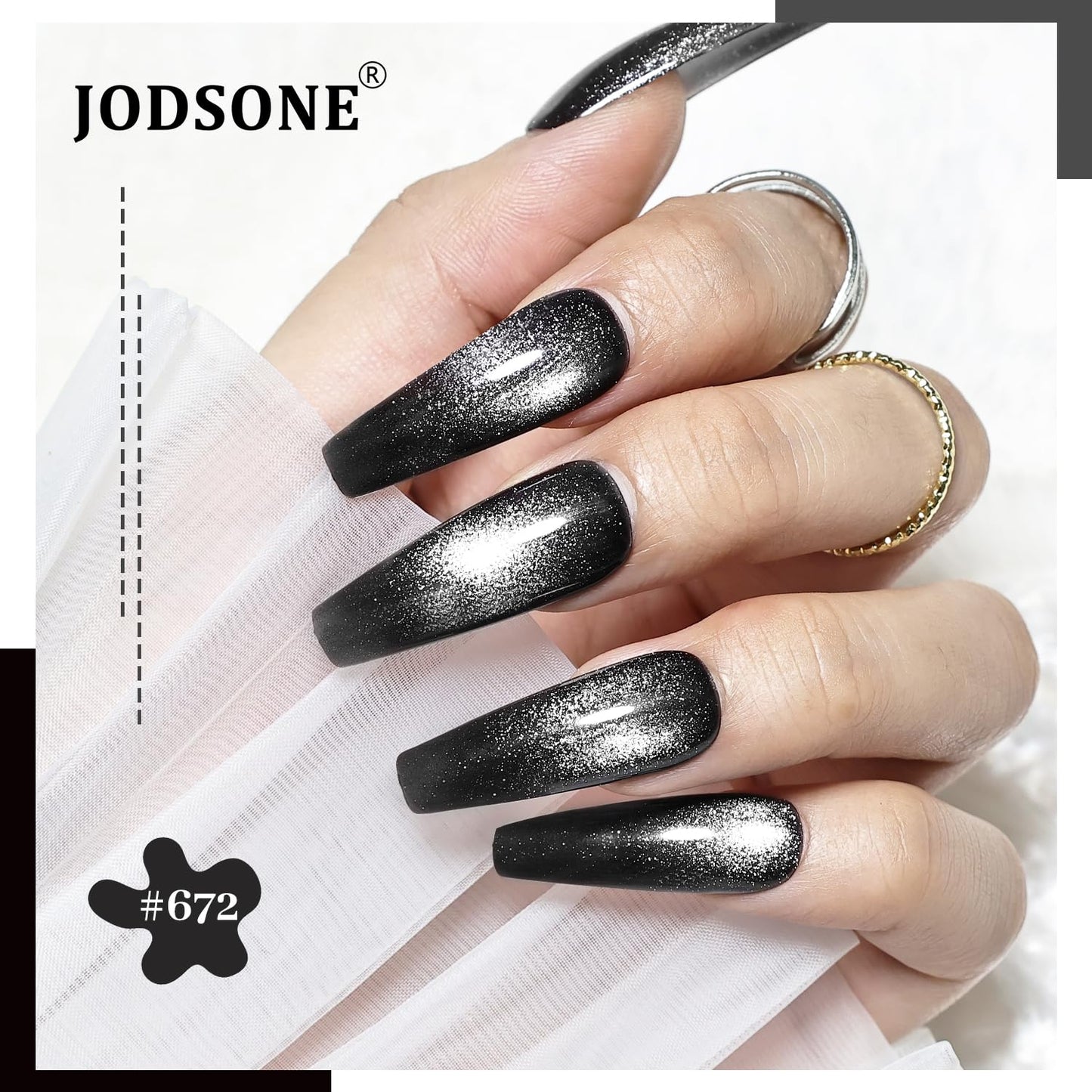 JODSONE 12 Colors Cat Eye Gel Nail Polish Set Blue Purple Red Black with Base Coat &Top Coat Magnet for DIY Salon Nails All Seasons