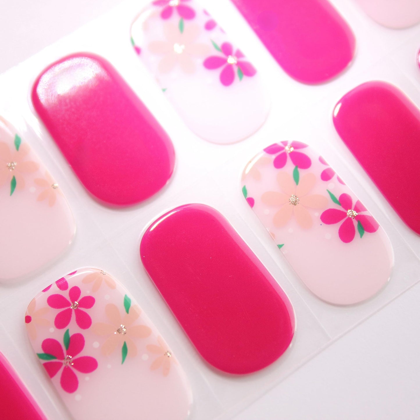 Alice & Bella Bundle - Bright & Happy Manicure (25 pcs) & Pedicure (36 pcs) - Viva Magenta Semi Cured Gel Nail Strips to Make Your Nails Happy & Bright